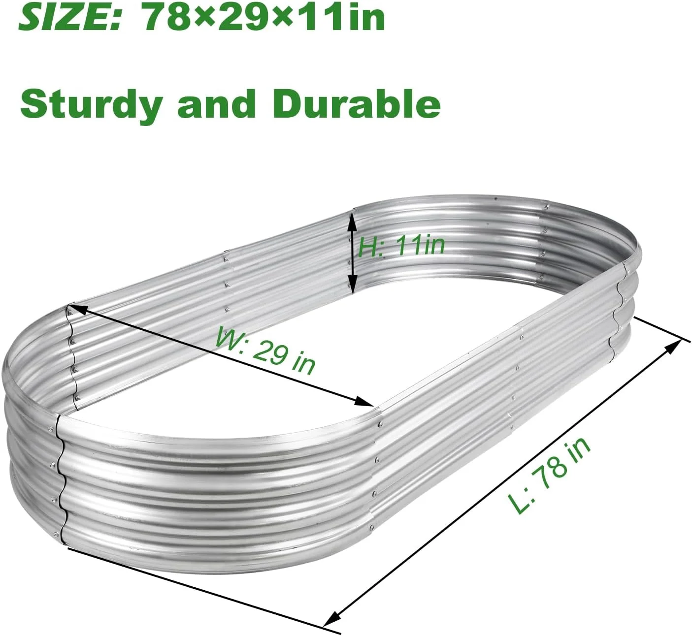 Raised Garden Bed 6.5ft Galvanized Planter Box Outdoor, Rot-Resistant Oval Large Metal Garden Bed Planter for Vegetables Flower Herb - Curated Treasures Market
