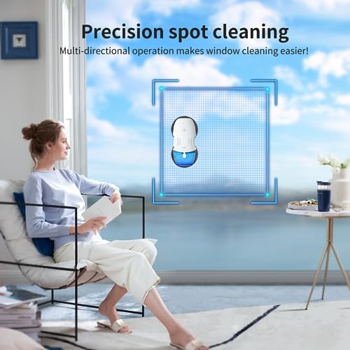 FMART Window Cleaning Robot,120ml Capacity Water Tank Window Cleaner Robot,Intelligent Double Water Spray Technology,3800PA Suction Power,AI Edge Detection Technology