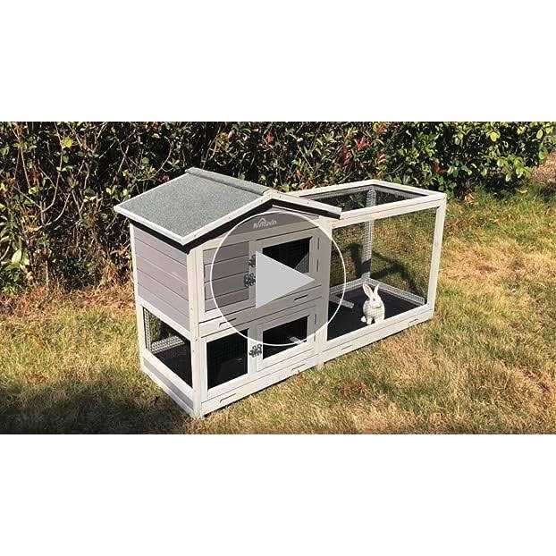 Aivituvin Rabbit Hutch Outdoor Indoor Rabbit Cage Chikcen Coop with Casters Guinea Pig Cage with 3 Deep No Leakage Pull Out Tray - Pet Supplies online store
