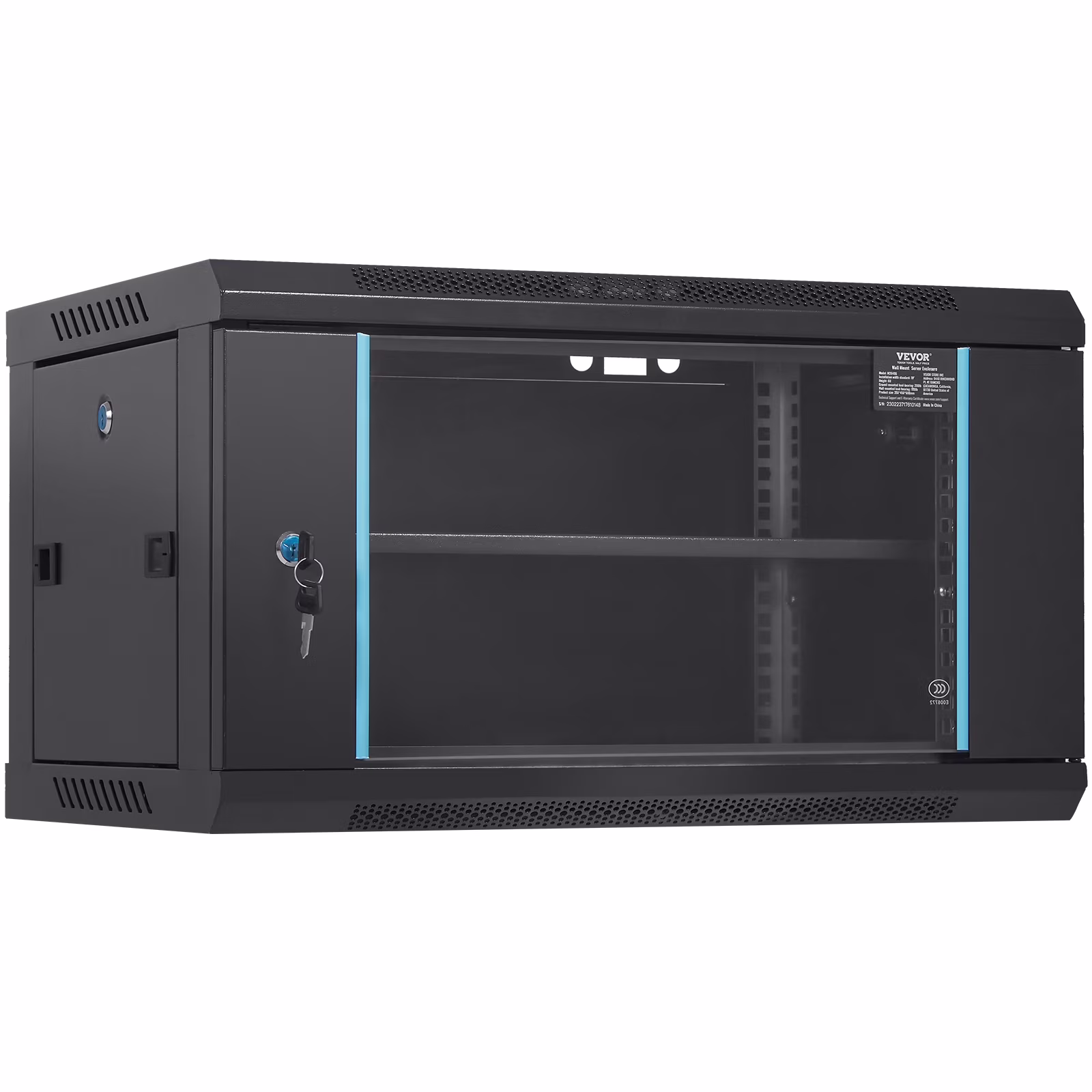 BENTISM 6U 13.8'' Wall Mount Network Server 15.5'' Deep Rack Cabinet Enclosure Door Lock,2 x Shelves