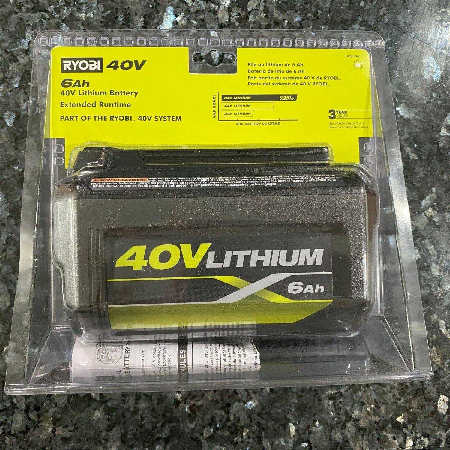 RYOBI 40-Volt 6.0 Ah High Capacity Lithium-Ion Battery OP4060A1 - Shop Hardware Tools Online Store