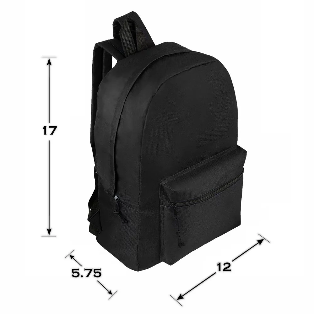 24 Pack - 17 Inch Basic Bulk Backpacks in Assorted Colors - Wholesale Case Pack of Bookbags