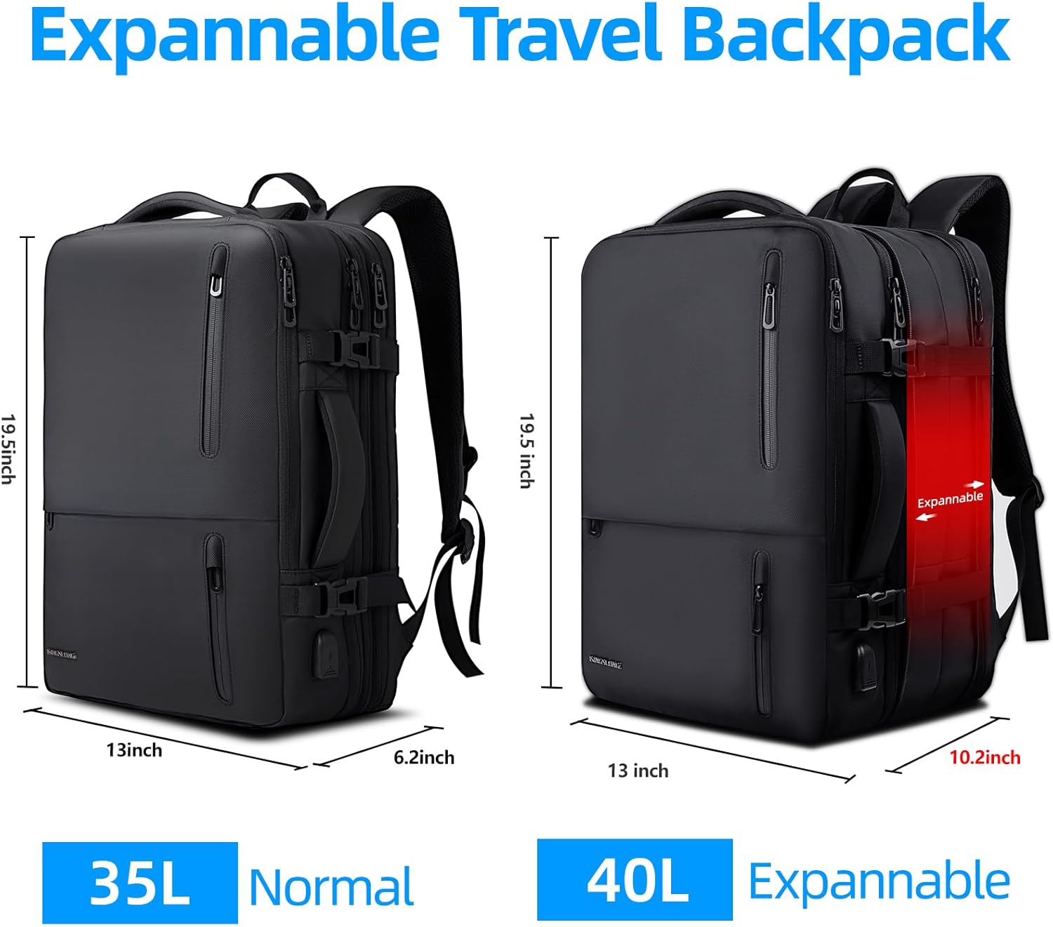 60L Airback Backpack, Vacuum Bags & Travel Backpack Expandable Flight Approved Carry on Backpack Luggage Organizer Space Saver