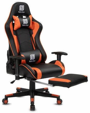 Modern-Depo High-Back Ergonomic Swivel Gaming Chair w/ Bluetooth Speaker, Footrest, Headrest