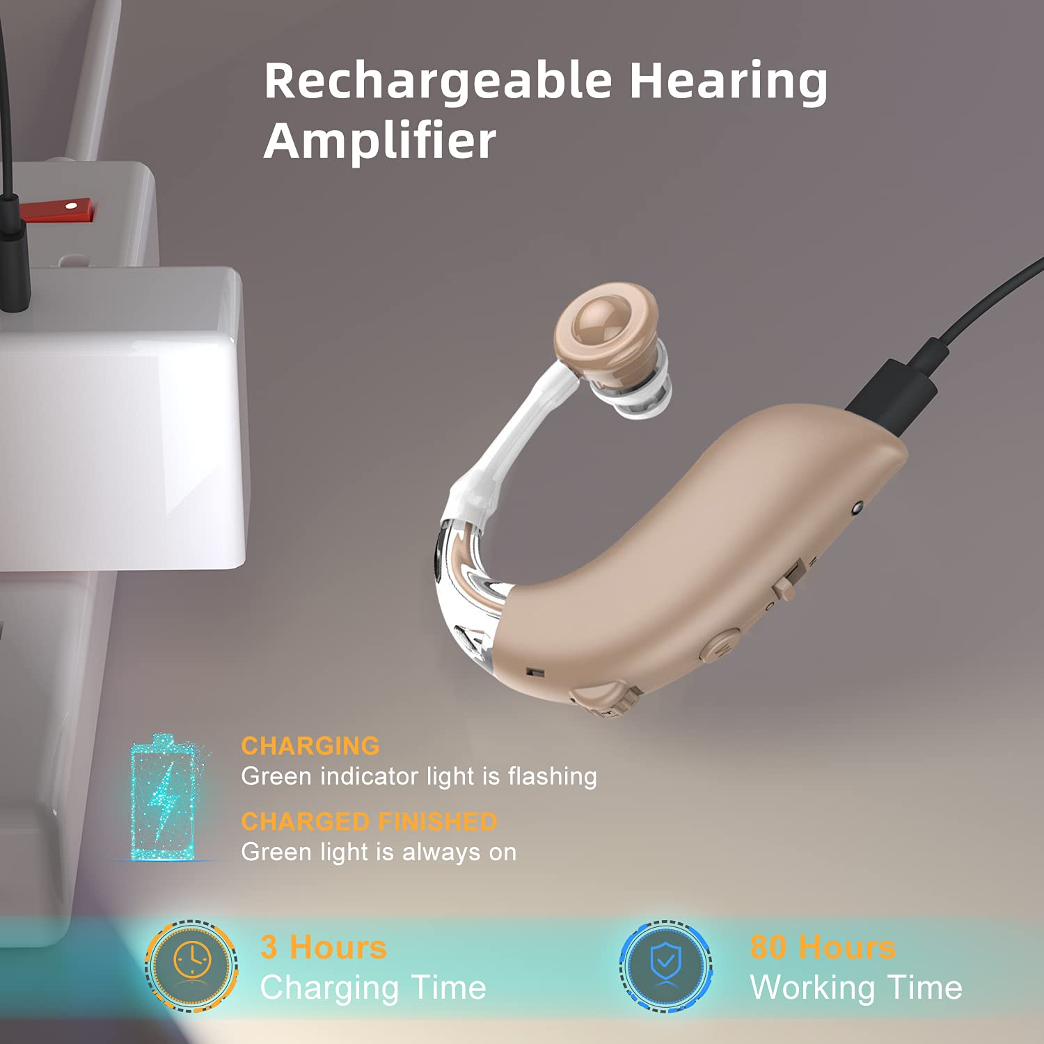 Hearing Aids for Seniors Rechargeable with Noise Cancelling, AMERFIST Personal Hearing Amplifier for Adults Severe Hearing Loss, G25 Digital Ear Hearing Assist Devices with Volume Control(Brown)