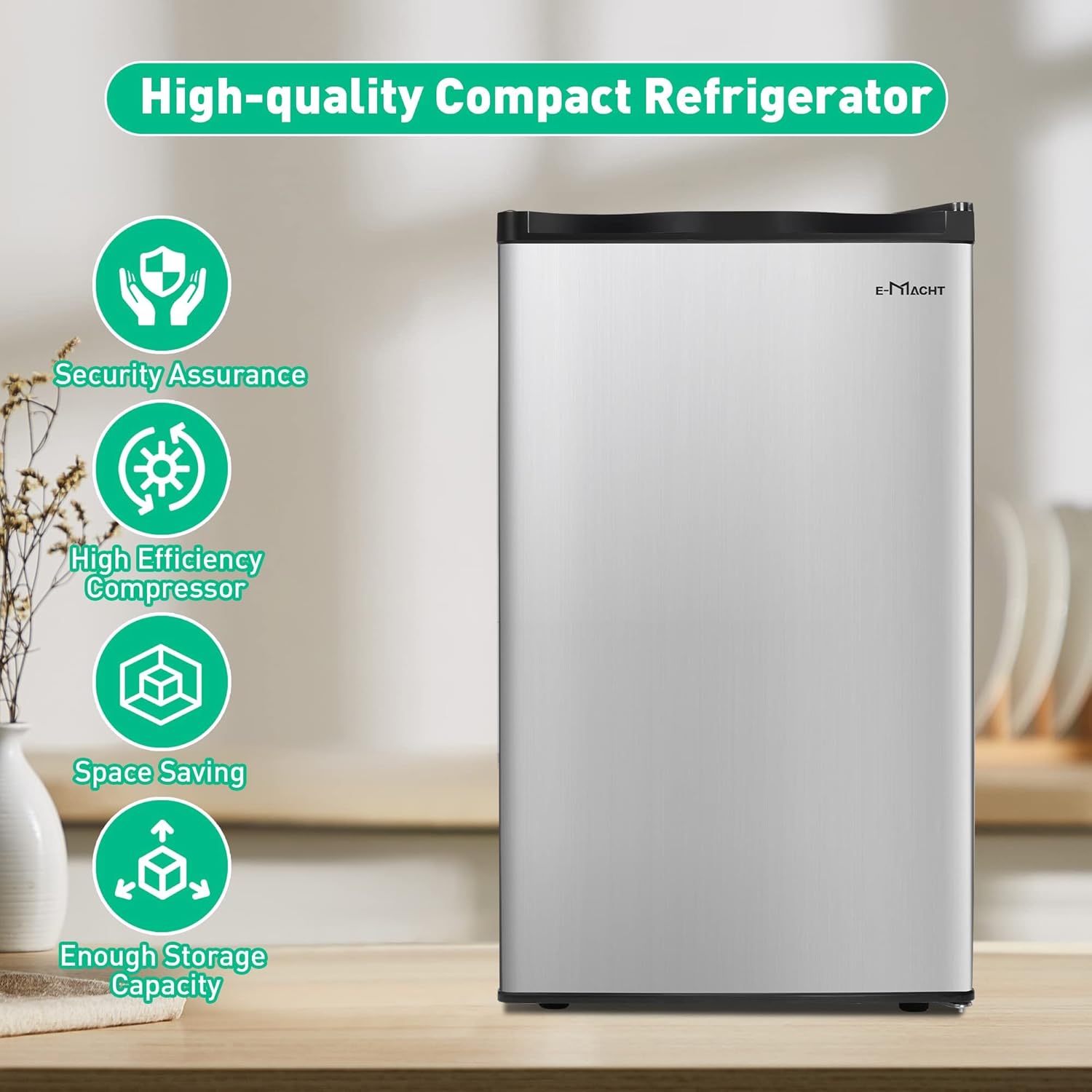 3.2 Cu.Ft. Mini Fridge with Freezer, Compact Refrigerator with Reversible Door, Adjustable Legs, Adjustable Thermostat Control, Small Fridge Perfect for Home/Dorm/Office/Apartment