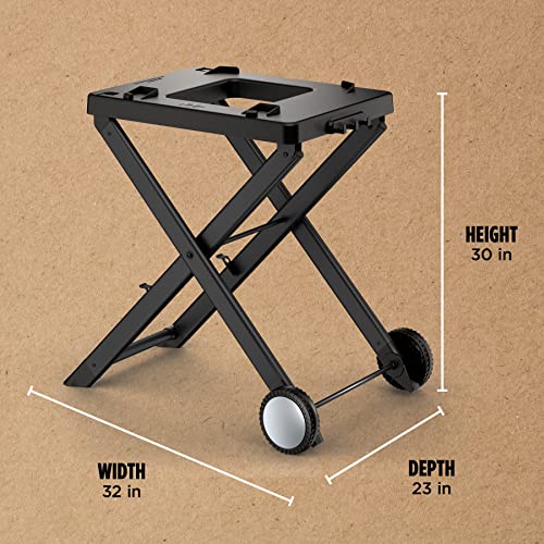 Ninja XSKUNSTAND Outdoor Stand, Woodfire Products, Adjustable Height, Utensil-Holder, Side Table-Compatible, Weather-Resistant, Black, 26" x 34" x 34