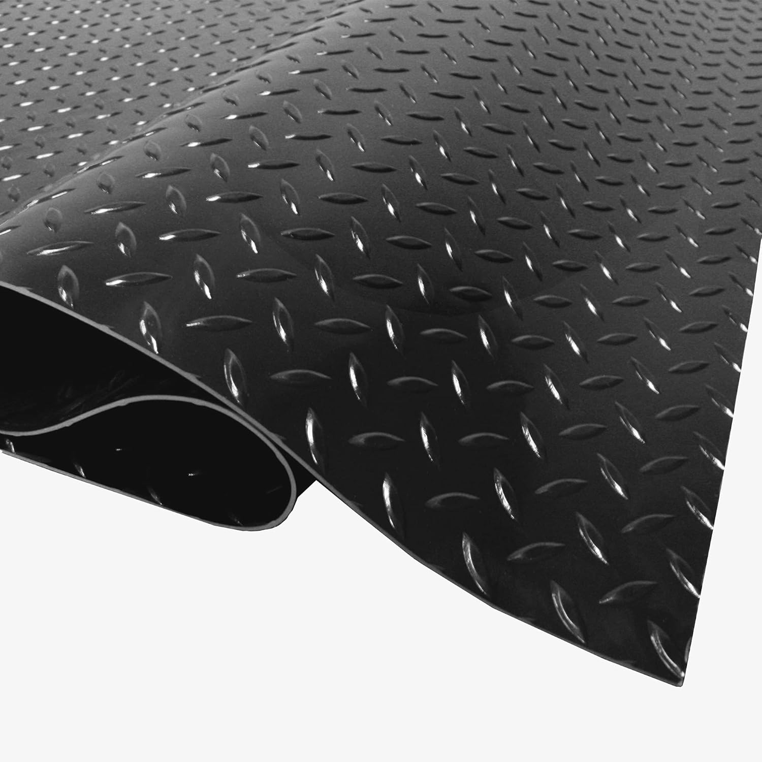 Flooring Inc's 1.6mm Nitro Garage Floor Mat, Truck & Car Garage Mat, Flexible Vinyl Garage Flooring for Stronger & Safer Garage, Workshop or Trailer, Diamond Pattern, 7.5' x 20', Midnight Black