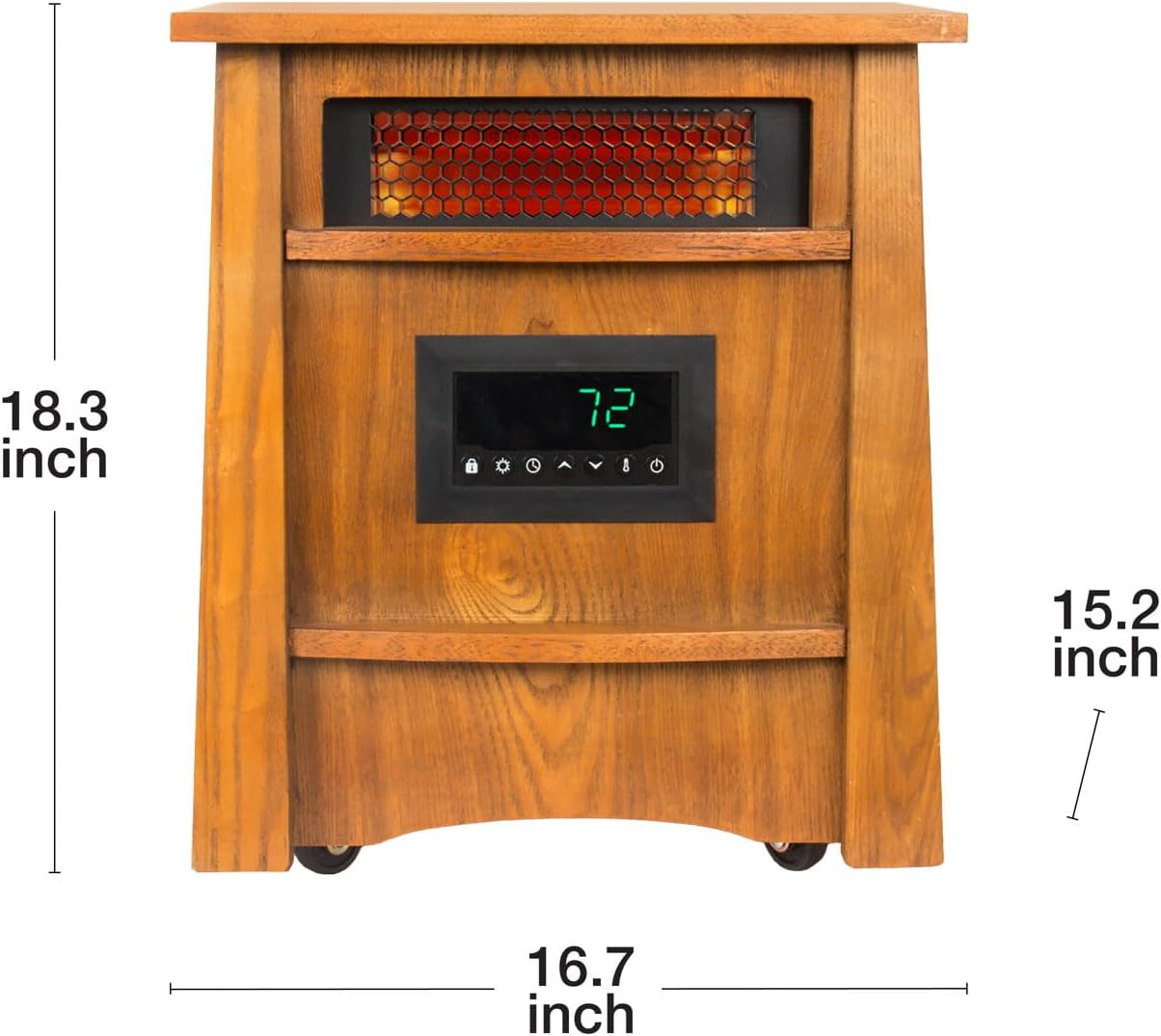 Lifesmart 8 Element Infrared Wood Cabinet Heater with Remote Control, Portable Infrared Cabinet Heater for Bedroom, Living Room, and Basement with Cool Touch Exterior Cabinet and Overheat Protection