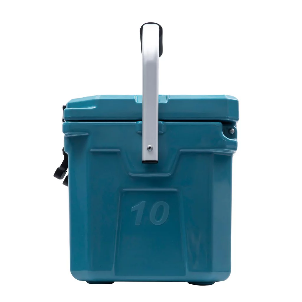 CAMP-ZERO 10L Premium Cooler/Ice Chest with Carry Handle and 2 Molded-in Cup Holders with Drain Channels | Turquoise