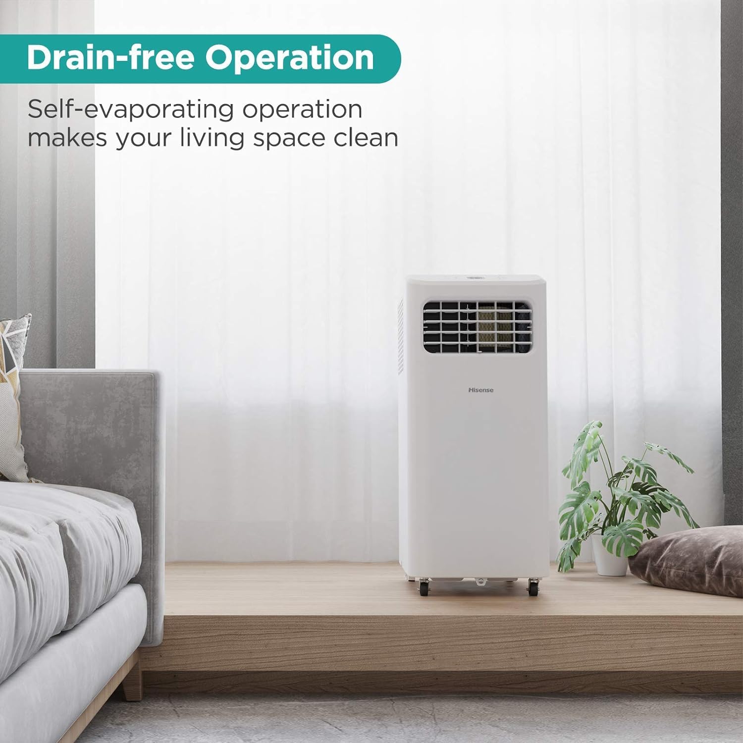Hisense Portable Air Conditioner 250-Sq.ft 6000 BTU 115-Volt White AP0621CR1W, Ultra-Slim Portable Air Conditioner