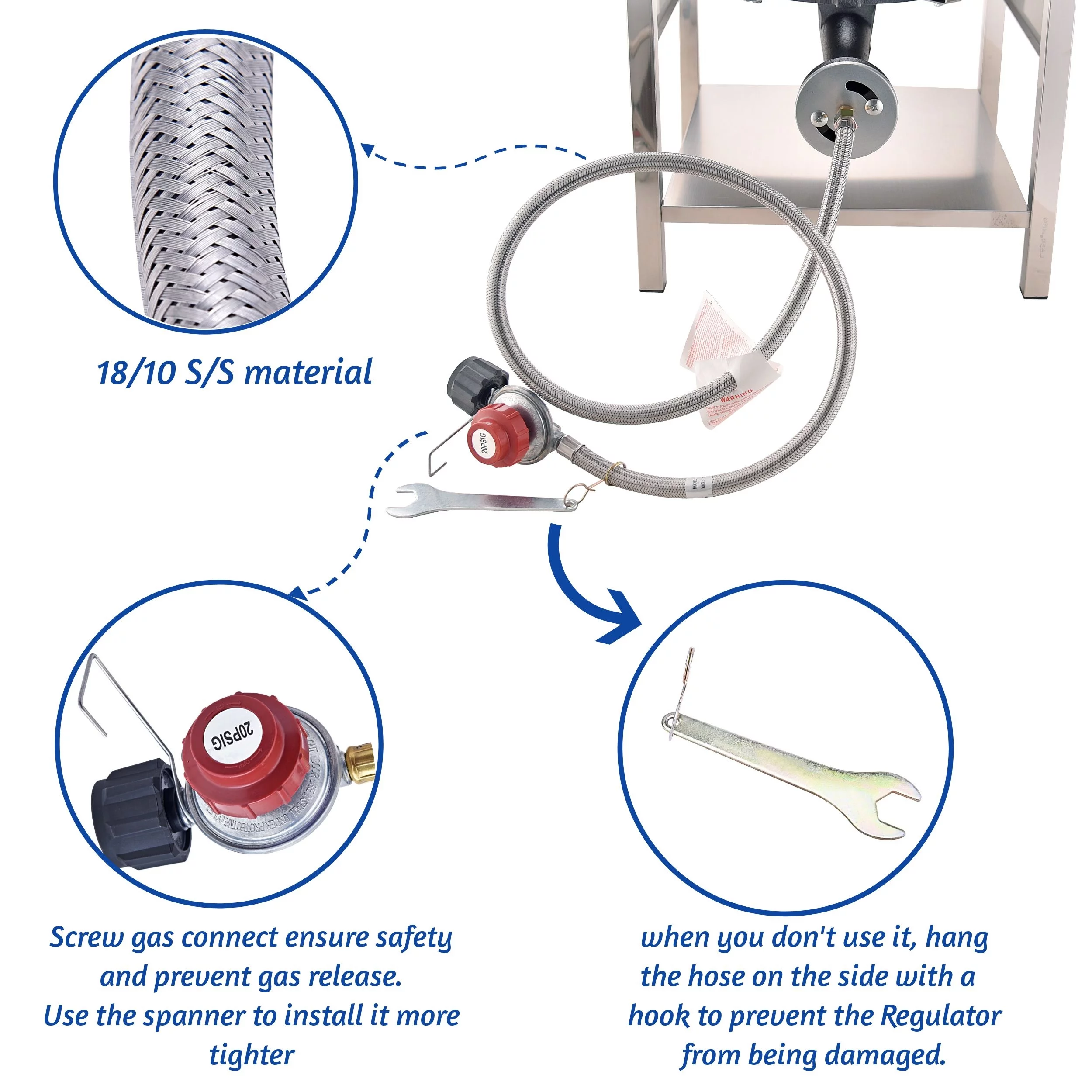 ARC USA SS4242S Stainless Steel Propane Burner Outdoor Cooker Stove for Turkey Frying Seafood Crawfish Boiling 200,000 BTU