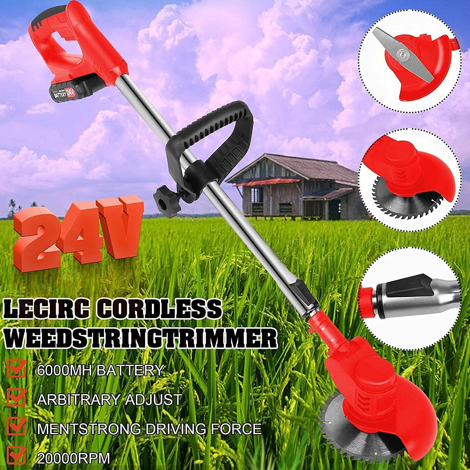 Grass Trimmer Cordless | Multi - Functional Garden Tool | Grass Trimmer | Lightweight Weed Cutter Kit Adjustable Height 90-120 cm | Hedge Trimmer 2.0 Ah Battery & Fast Charger 12 V Pack of 2