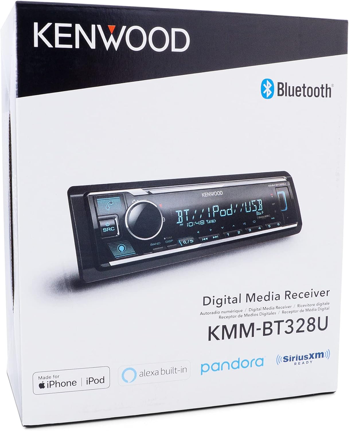 KENWOOD KMM-BT328U Bluetooth Car Stereo with USB Port, AM/FM Radio, MP3 Player, Multi Color LCD, Detachable Face, Built in Amazon Alexa, Compatible with SiriusXM Tuner