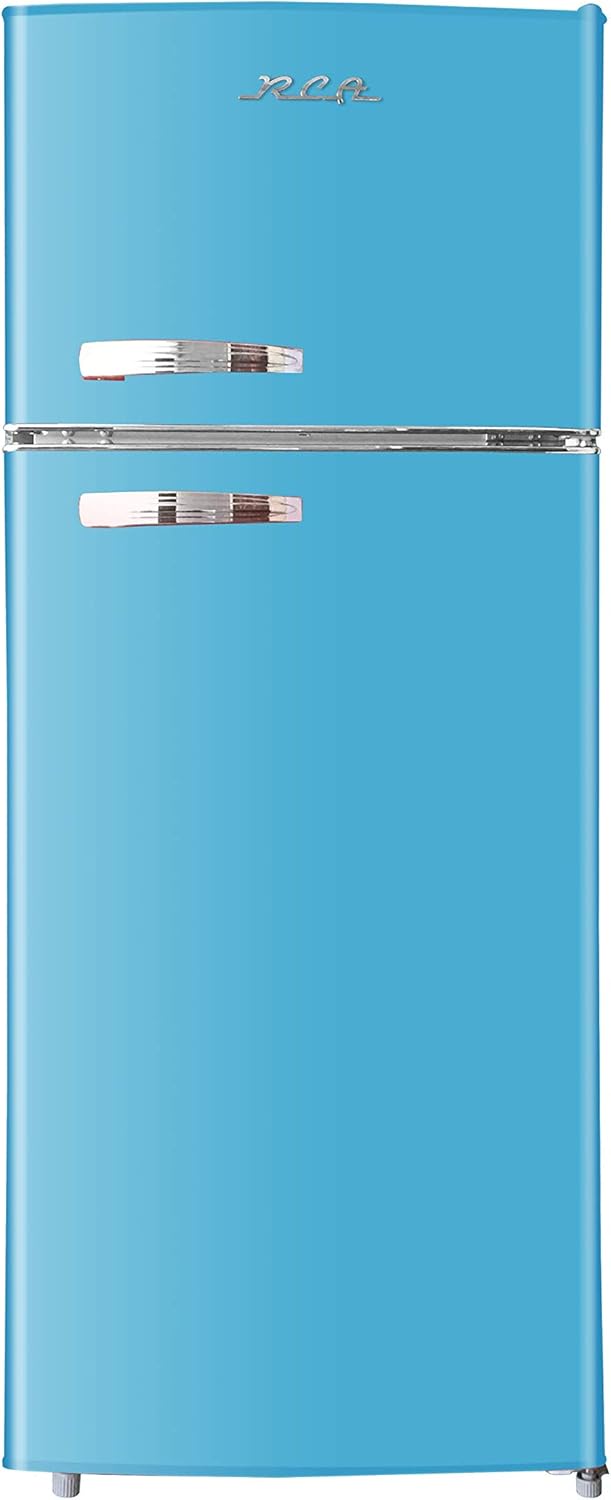 RCA RFR786-BLUE 2 Door Apartment Size Refrigerator with Freezer, 7.5 cu. ft, Retro Blue