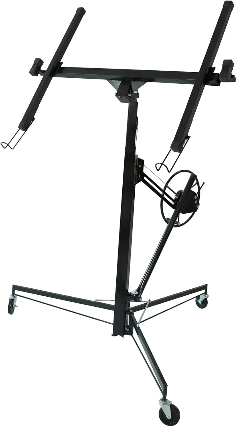 11FT Drywall Lifter Panel Hoist Dry Wall Rolling Caster Lifter Construction Tool 150LB Heavy Duty Sheetrock Hoist Holder (Yellow)
