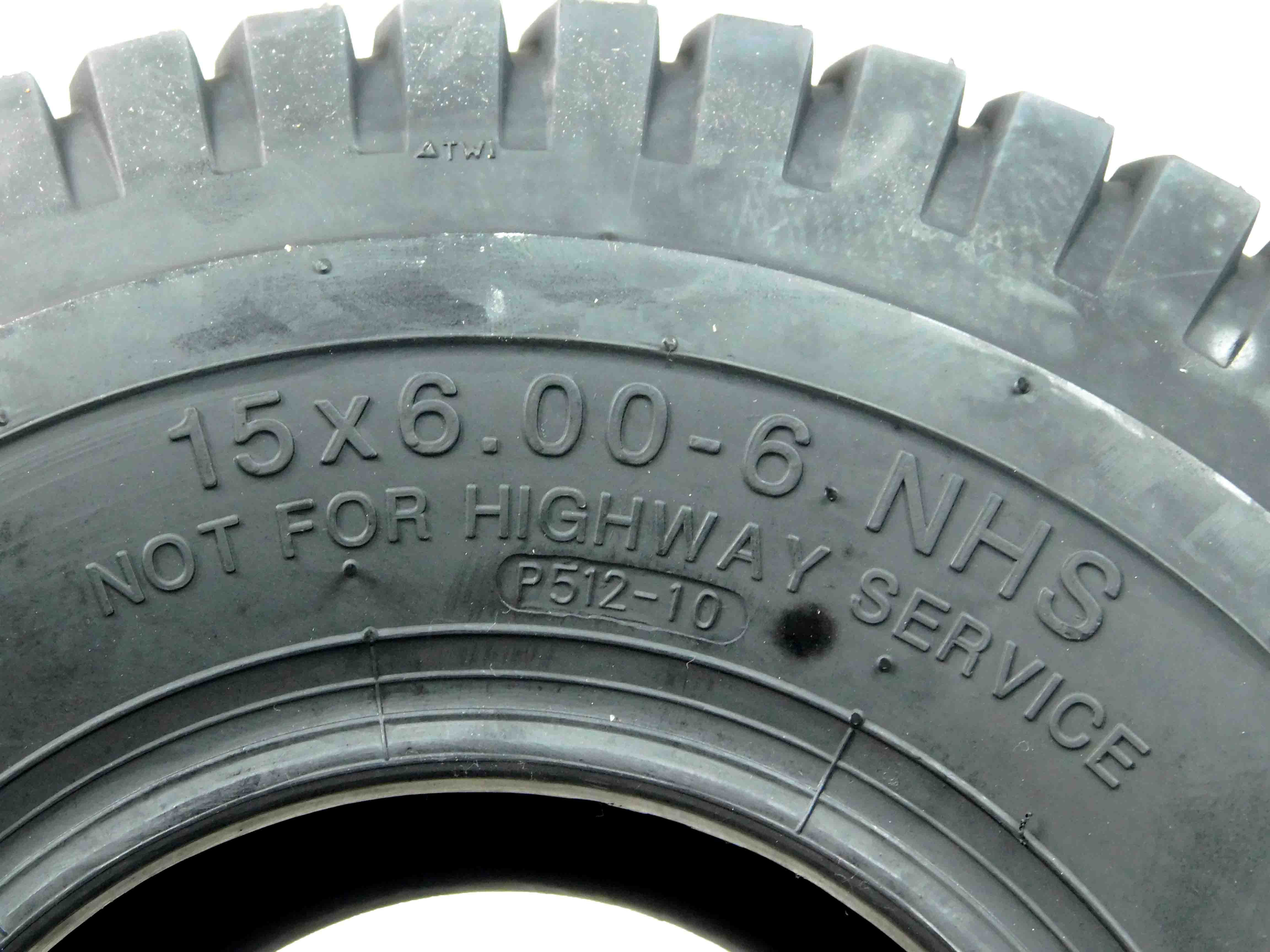 MASSFX 15x6-6 Lawn Mower and Turf Tire - 4 Ply, 1/4 Tread Depth, Set of 2 - 15x6x6