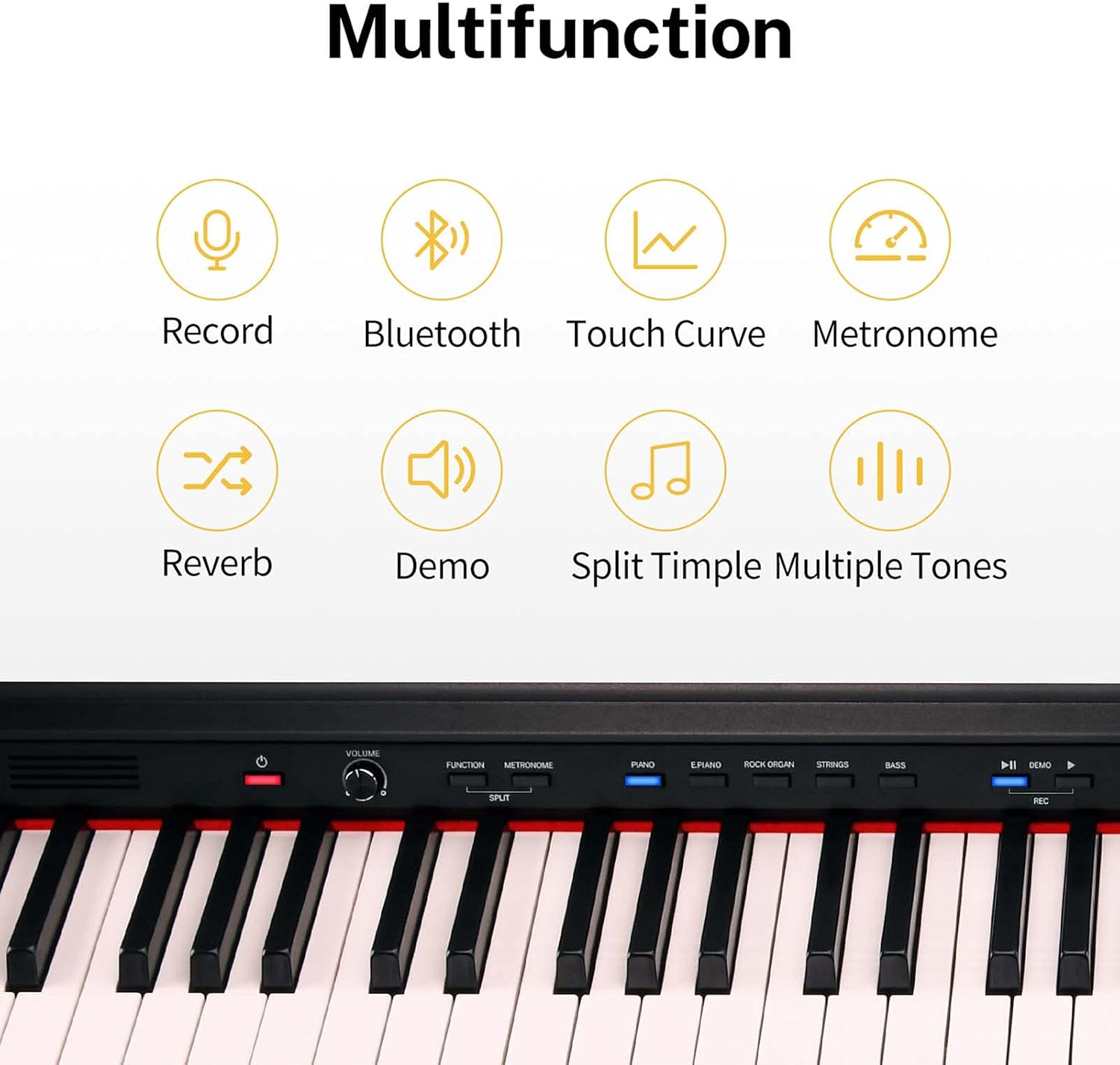 Donner DDP-300 Digital Piano 88 Key Weighted Keyboard Piano, GHS Keyboard, Professional Electric Piano with Triple Pedals, Double Tweeter & Subwoofer, USB MIDI Connecting, Rose Dark