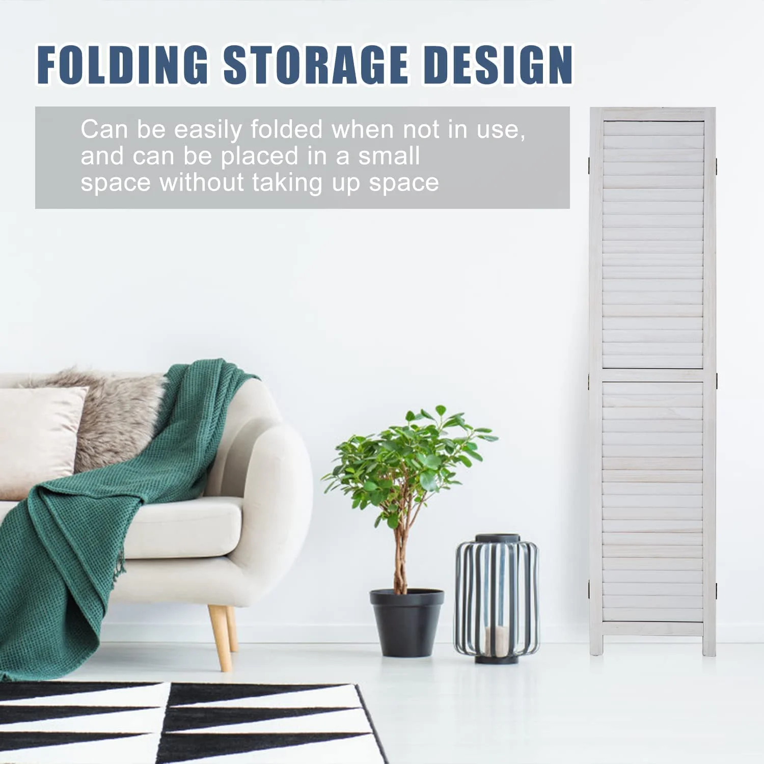 Room Divider Partition 4 Panel Privacy Screen Folding Screen Wood Frame Screen for Home Office Bedroom - Curated Treasures Market