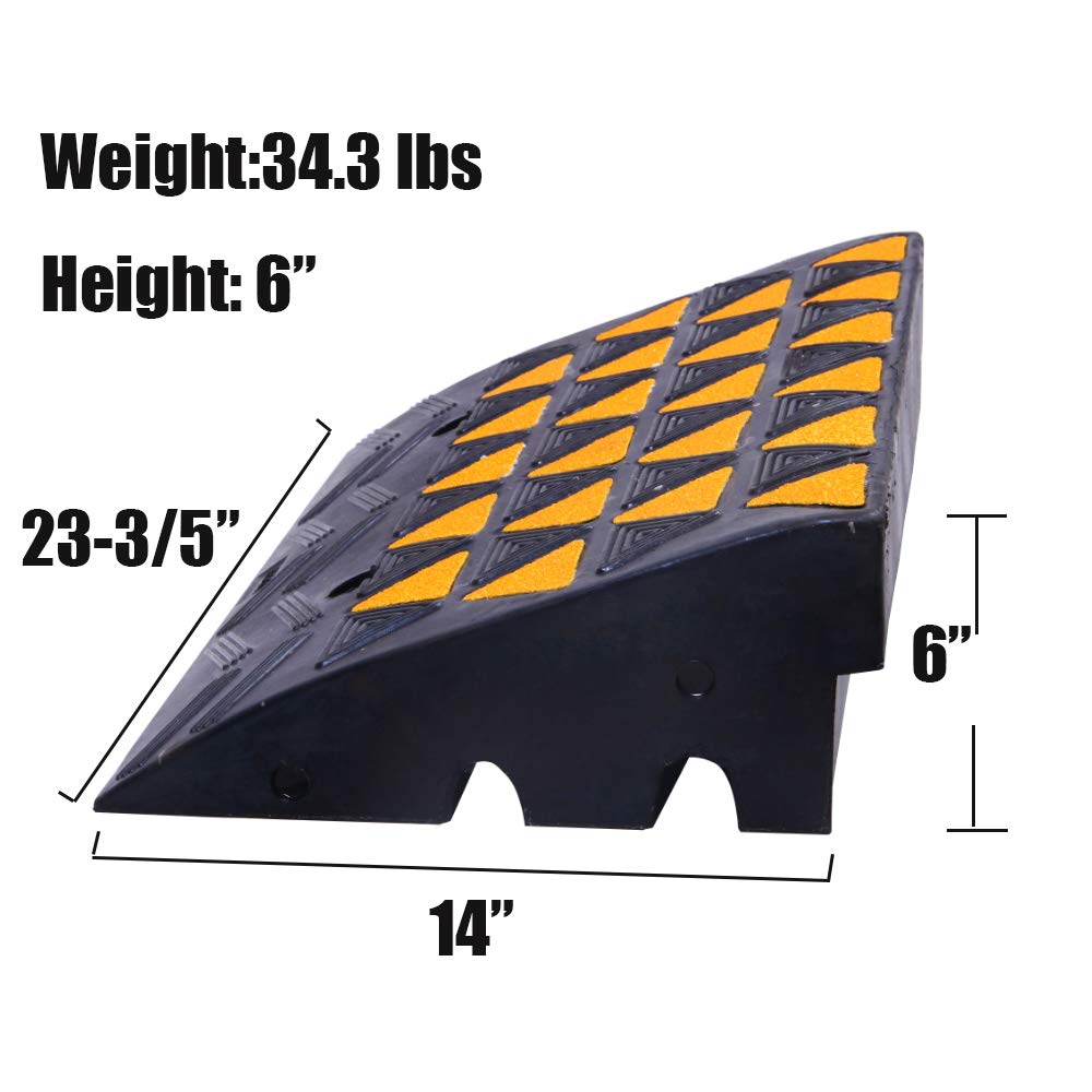 BESEA Rubber Curb Ramp 6" inch High 23.6" Wide (Heavy Duty Rubber Ramp Single Ramp), for Driveway Ramp, Car, Motorycle, Loading Dock, Truck, Pickup Truck, Wheelchair