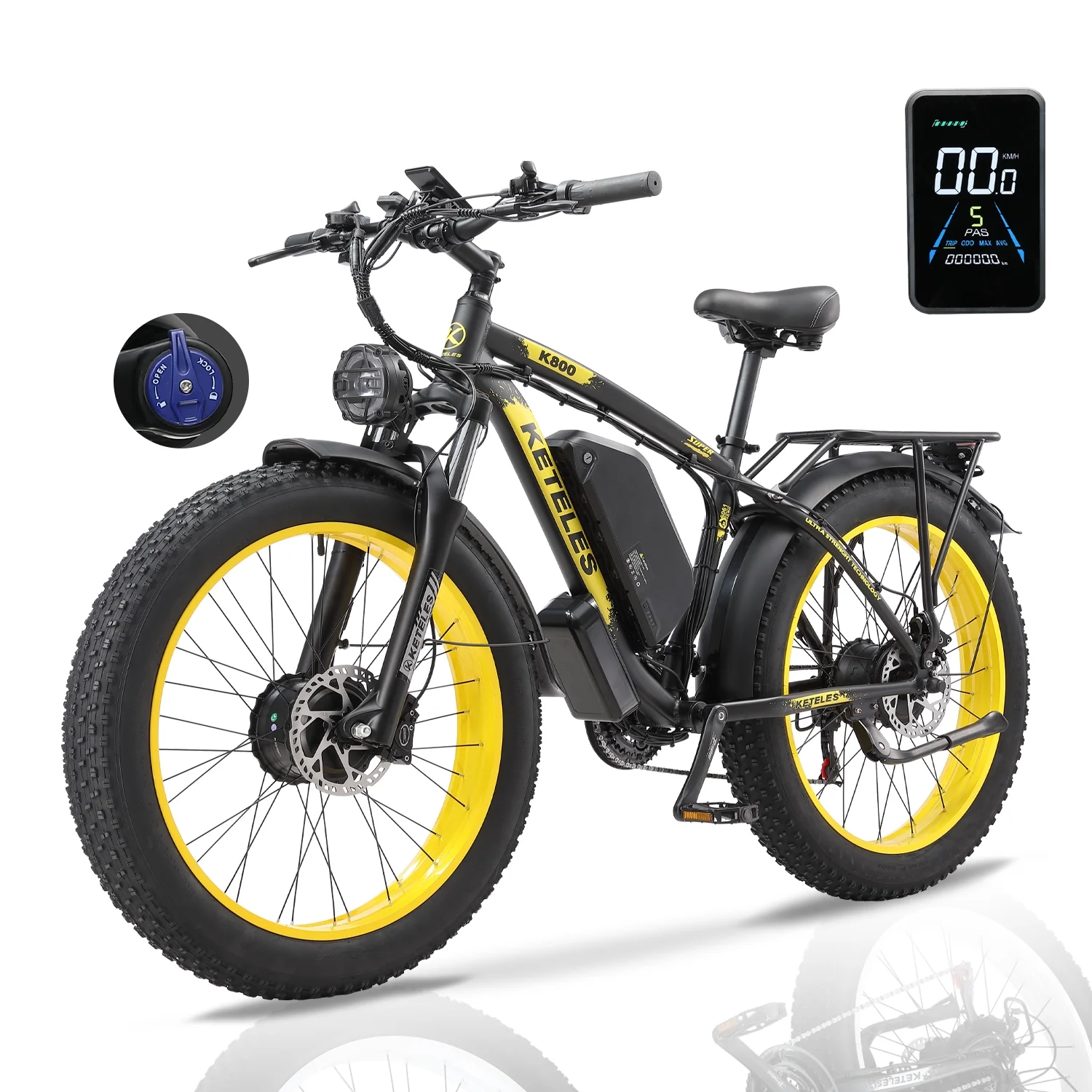 KETELES 2000W Electric Bike for Adults, 26 Fat Tire Electric Commuter Bicycle, Electric Mountain Bicycle Beach Snow Bike Ebike E-bike with 48V 23AH Removable Battery