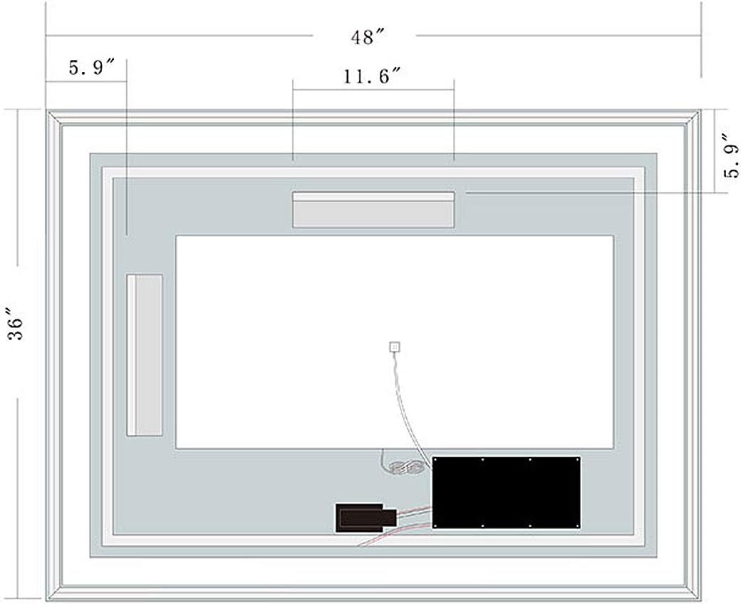 BHBL 60 x 36 Inch Illuminated LED Bathroom Mirror with Smart Button, Anti Fog, Dimmable, Bluetooth Speakers, Vertical & Horizontal Mount, Hotel Office Bar Mirror (D224-6036A)