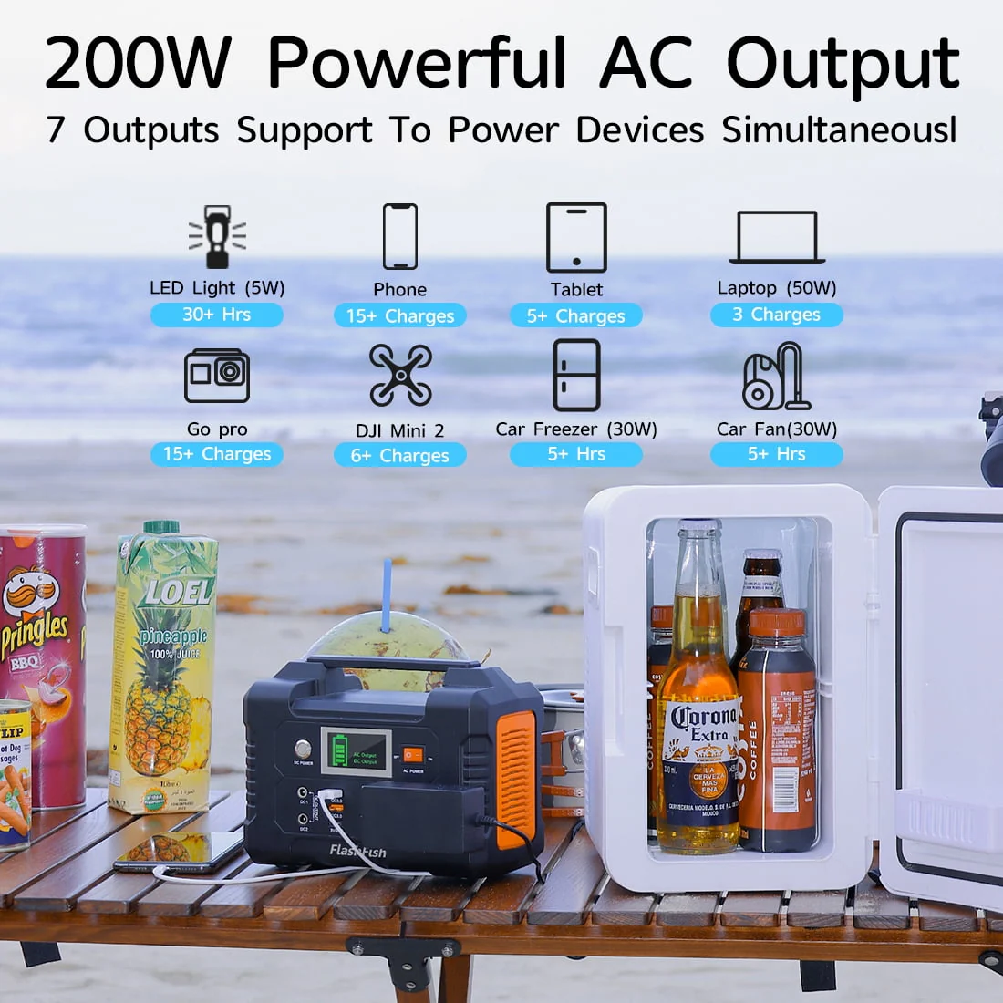 Flashfish 200W Portable Power Station, 40800mAh Solar Generator, Portable Generator聽for Camping Travel Emergency