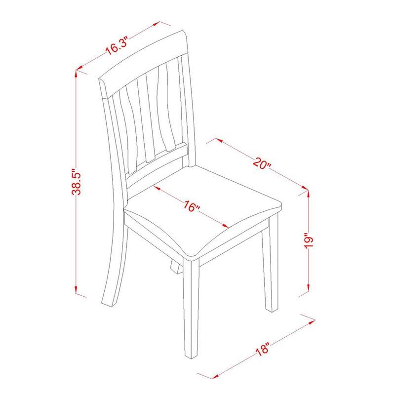 East West Furniture Antique Dining Chair with Faux Leather Seat in Oak Finish - Set of 2 - Anc-oak-lc