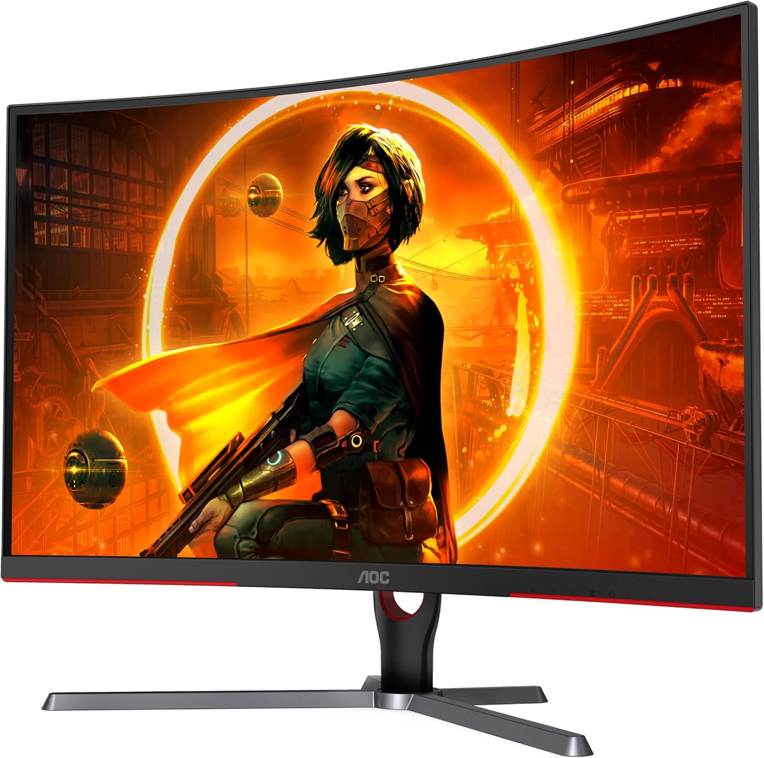 AOC CQ32G3SE 32" Curved Frameless Gaming Monitor 2K QHD, 1000R Curved VA, 1ms, 165Hz, AMD FreeSync Premium, Black, Refurbished (Renewed)