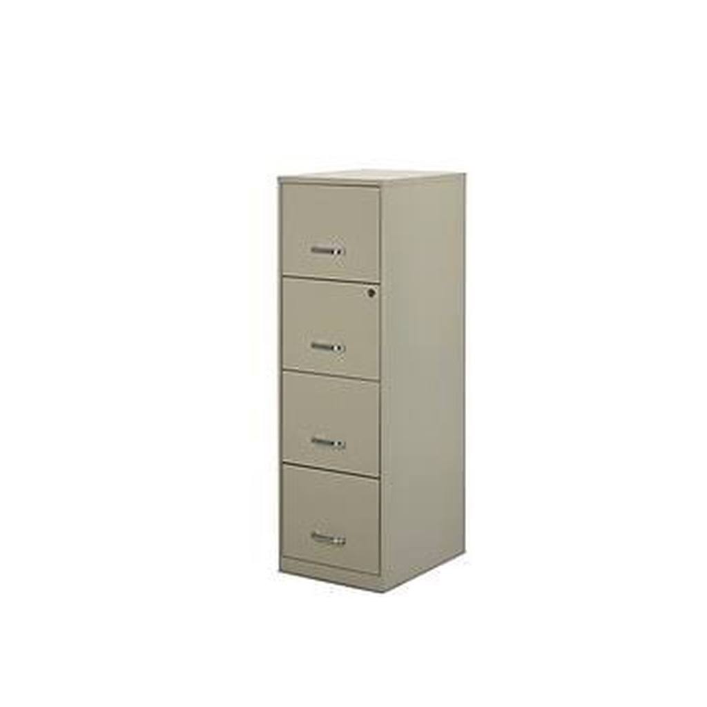 Staples 4-Drawer Light Duty Vertical File Cabinet, LOCKING, Letter, Putty/Beige, 18x22D (52147)