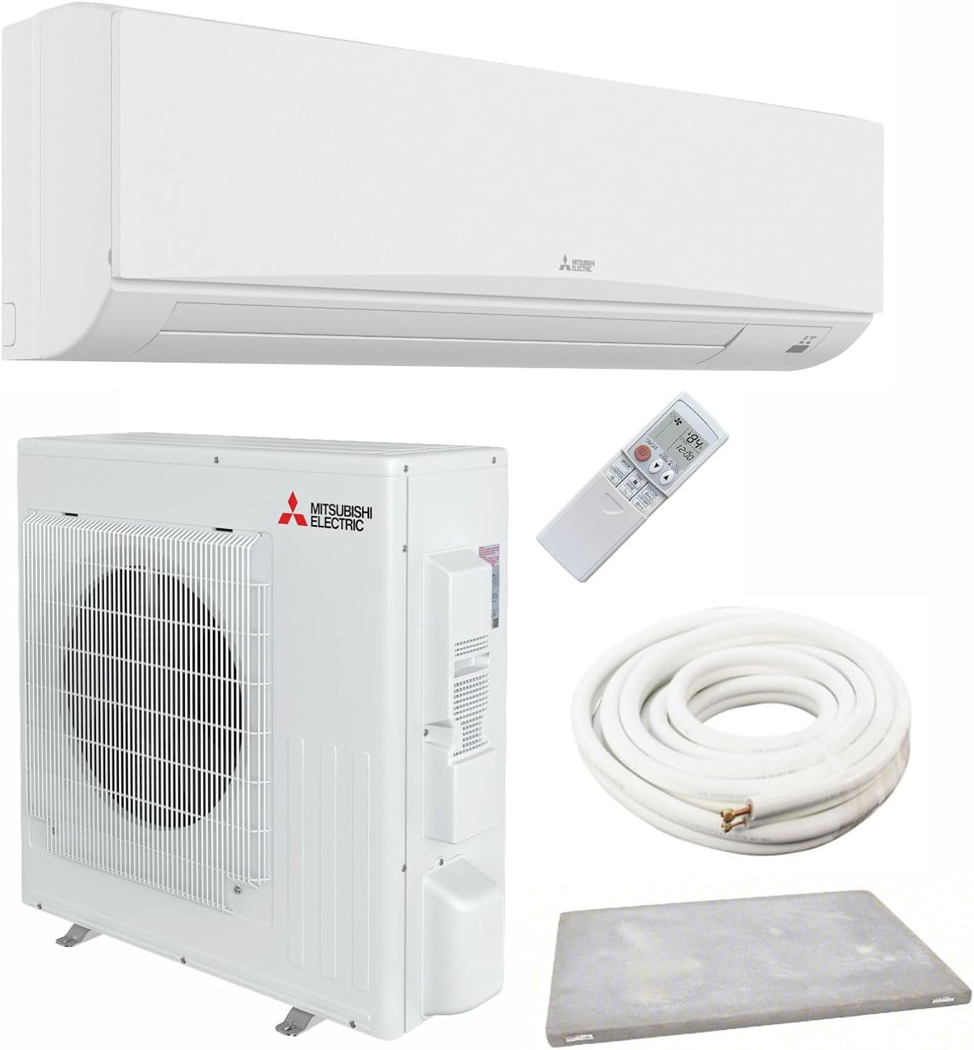 Mitsubishi 12,000 Btu 1 Ton Ductless Split System AC Heat Pump SEER 25.6 Cool & Heat Super High Energy Efficient System