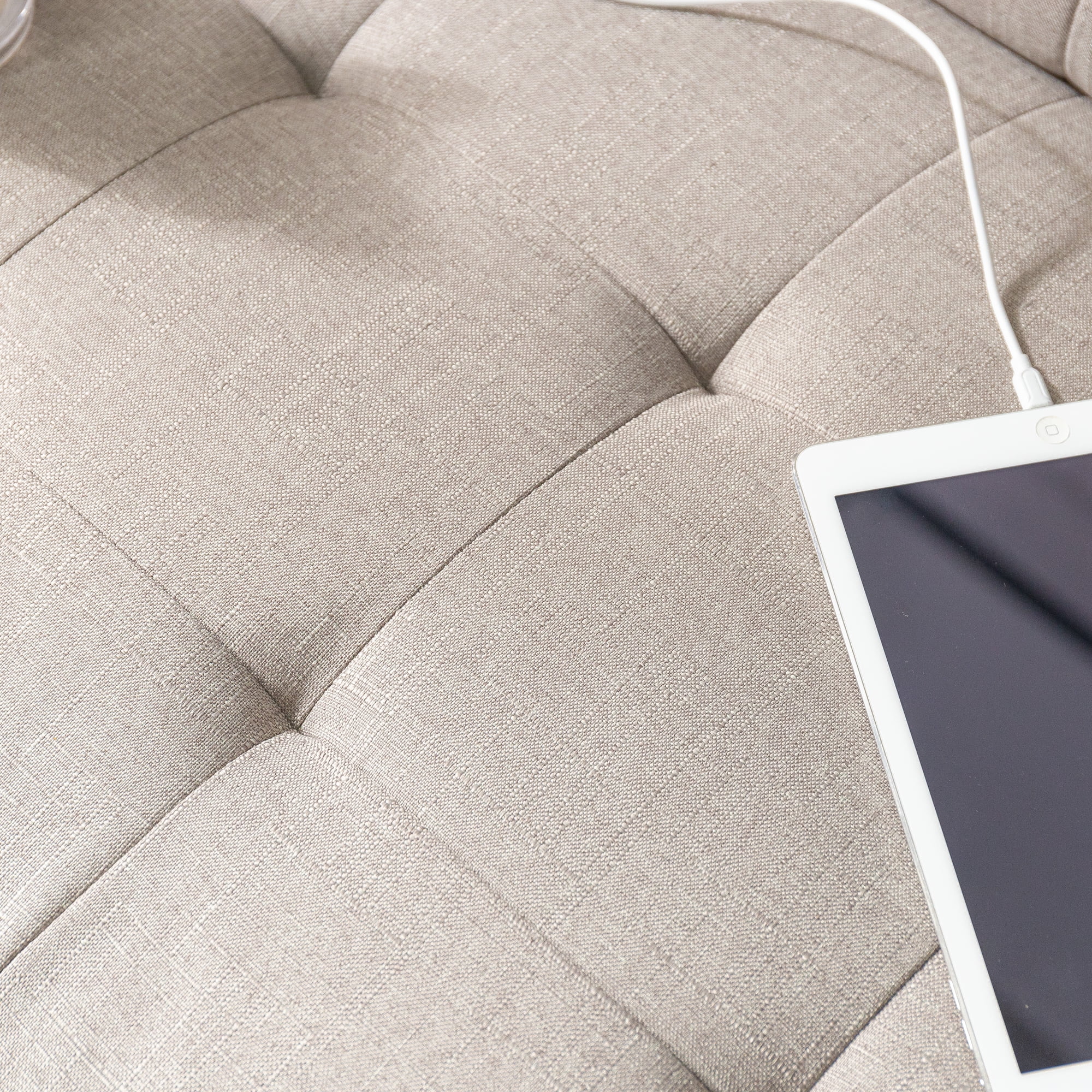 Zinus Pascal Fabric Sofa Couch with USB Ports, Oatmeal