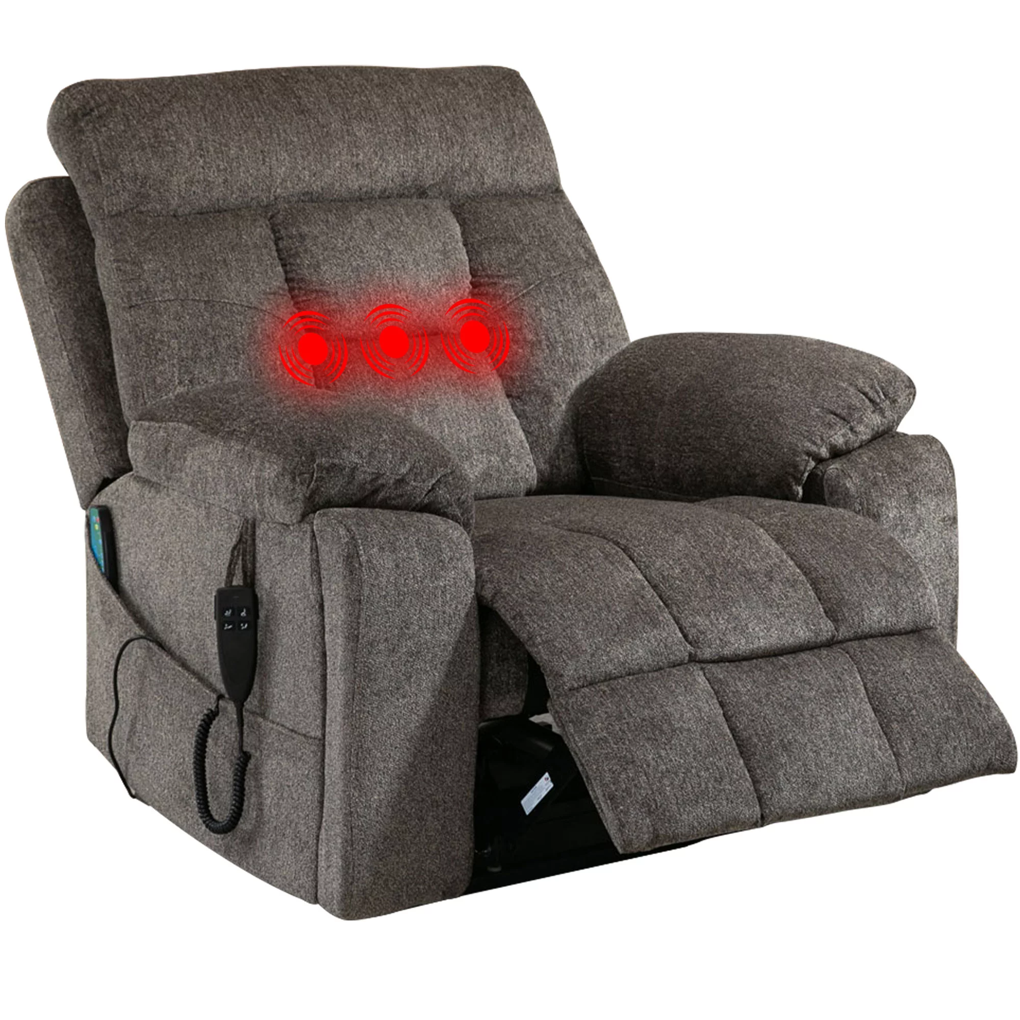 Oversized Power Lift Recliner Chair with Massage and Heat for Elderly, 180° Big Man Dual Motor Lift Recliner, Large Electric Recliner Chair with 2 Cup Holders,Side Pocket,Single Rocker Sofa 400lbs