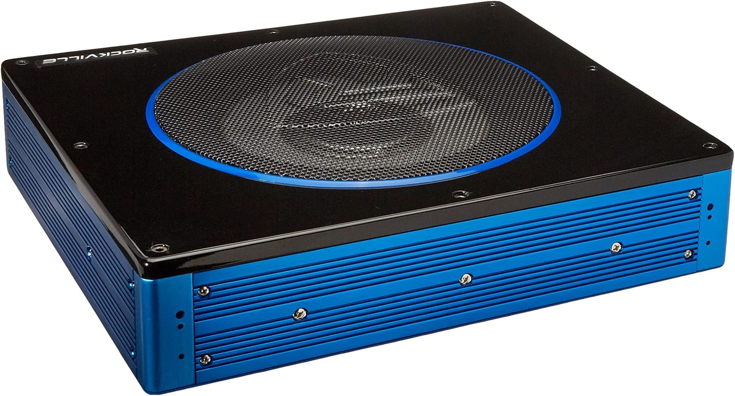 Rockville RW8CA 8 600 Watt Low Profile Under-Seat Active Powered Car Subwoofer