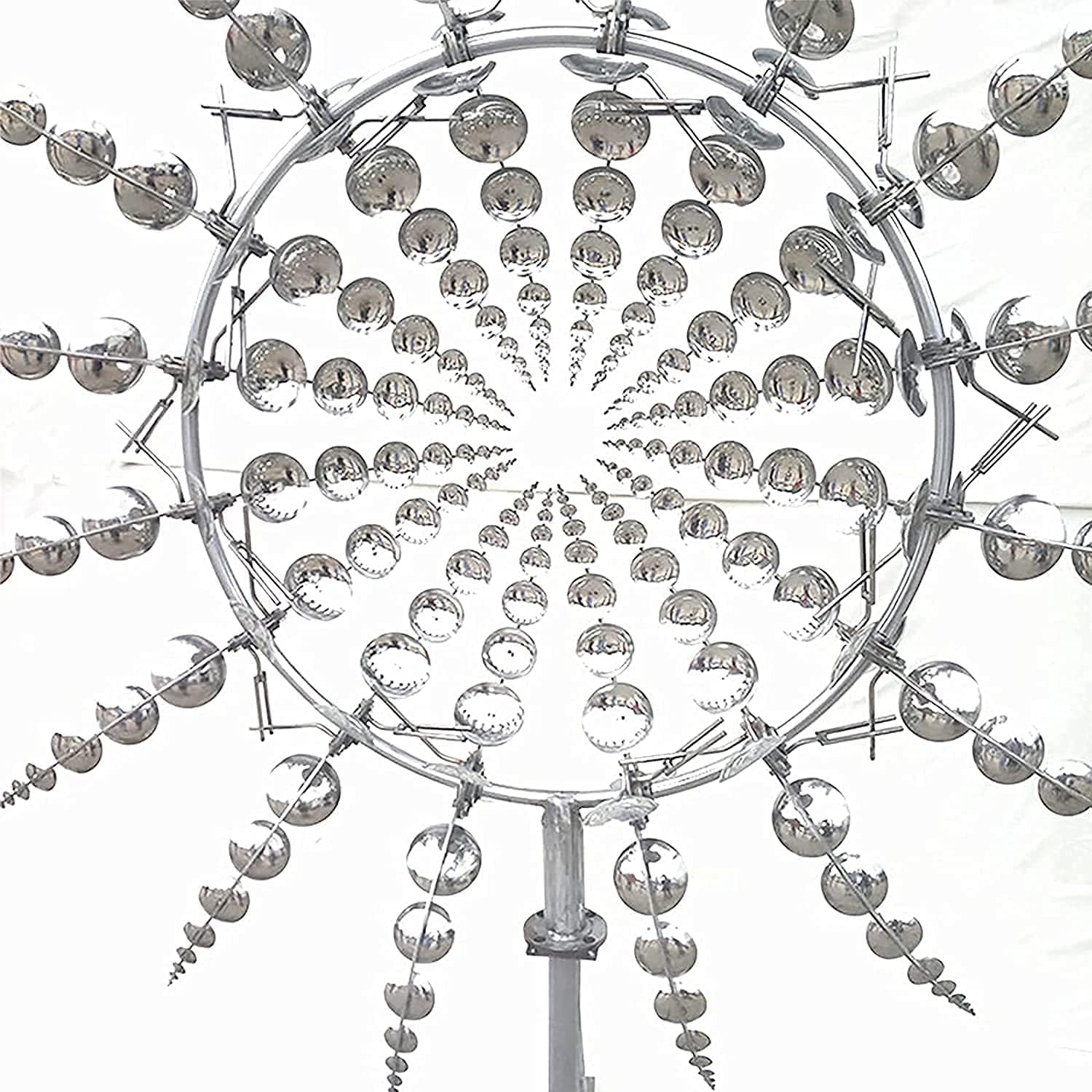 Unique and Magical Metal Windmill - 3D Wind Kinetic Sculpture - Wind Catchers Metal Outdoor Patio Decoration - Metal Wind Spinners Suitable for Outdoor Garden (Round-Silver)