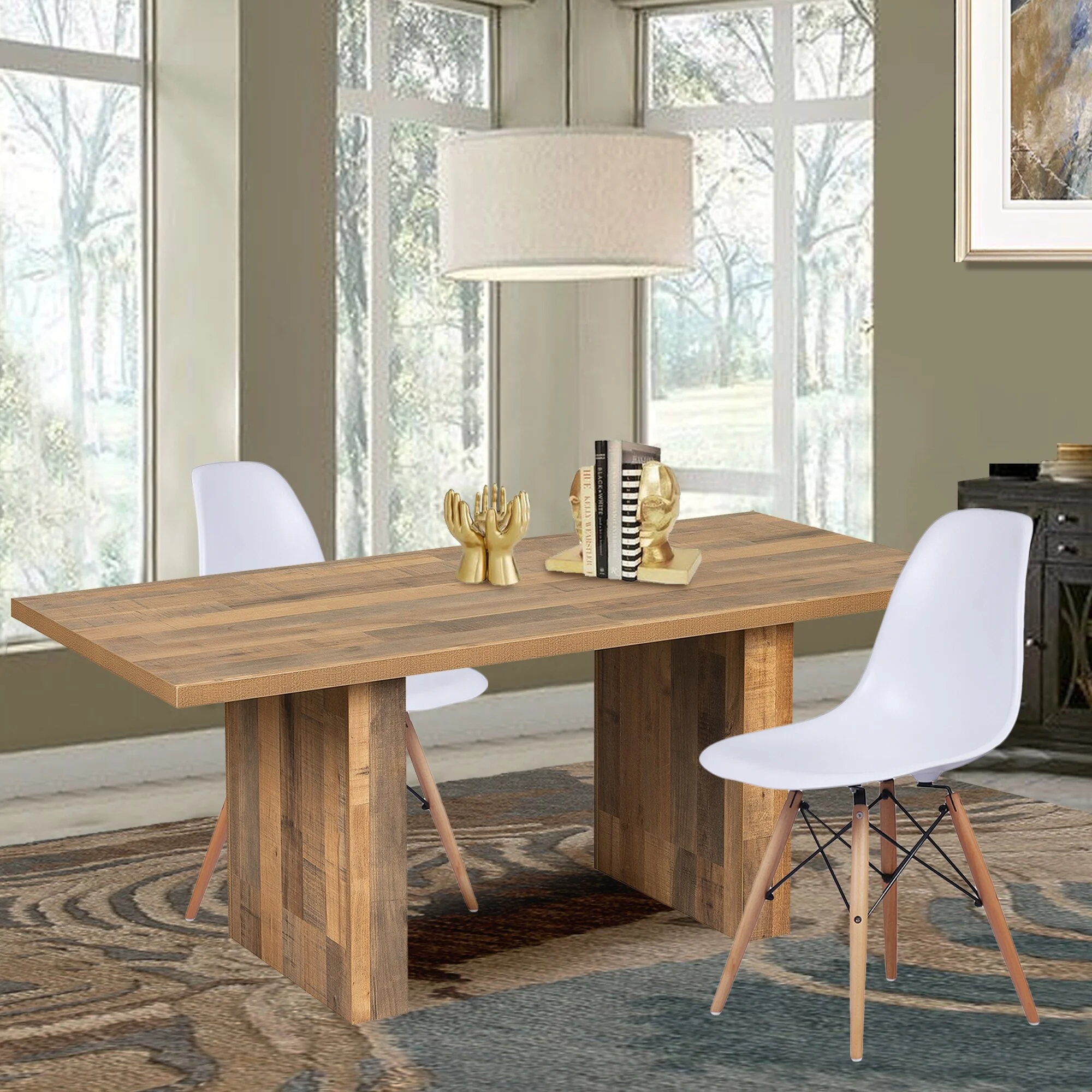DT13_WALNUT_N_OS 70" Wood Rectangular Heavy Duty Kitchen Home Dining Room Table With Melamine Finish Mix Oak Oak Finish, Wood Finish Industrial,