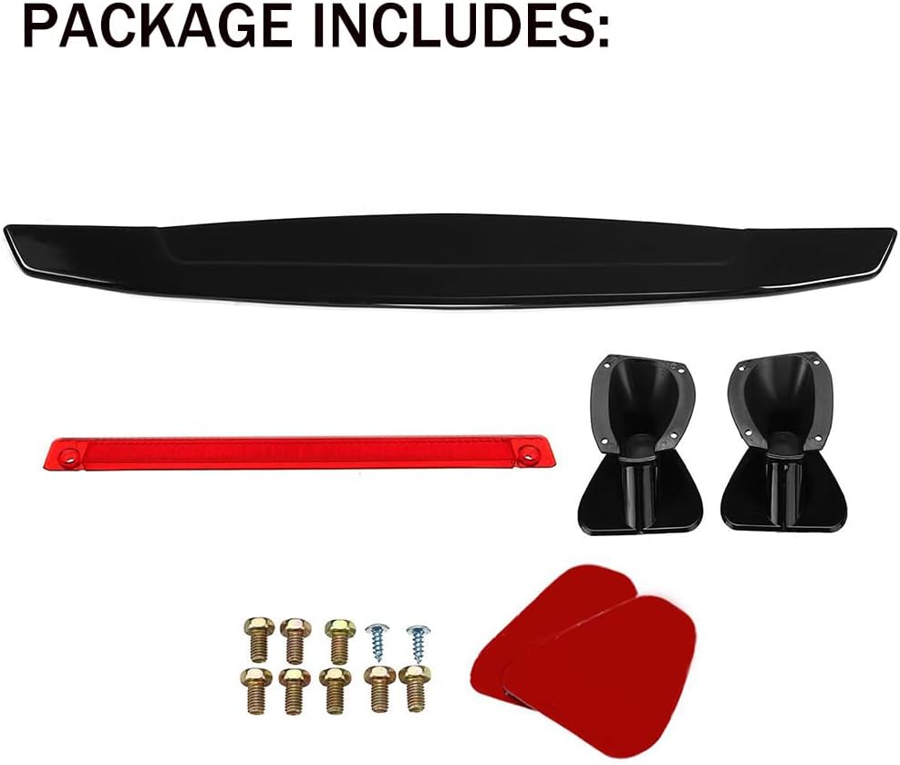 TWDRET Universal Rear Spoiler, GT Style ABS Racing Spoiler Wing Lightweight, Glossy Black Rear Trunk Spoiler Wing Lid Tail Deck