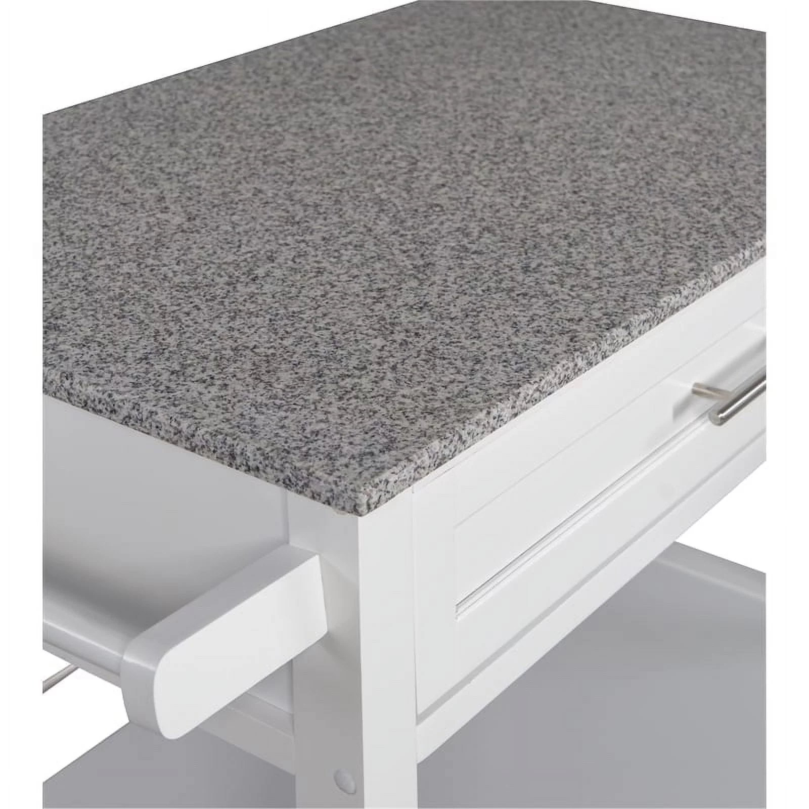Riverbay Furniture Transitional Wood/Granite-Top Kitchen Cart in Bright White