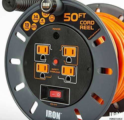 50 ft Extension Cord Reel with 4 Electrical Power Outlets