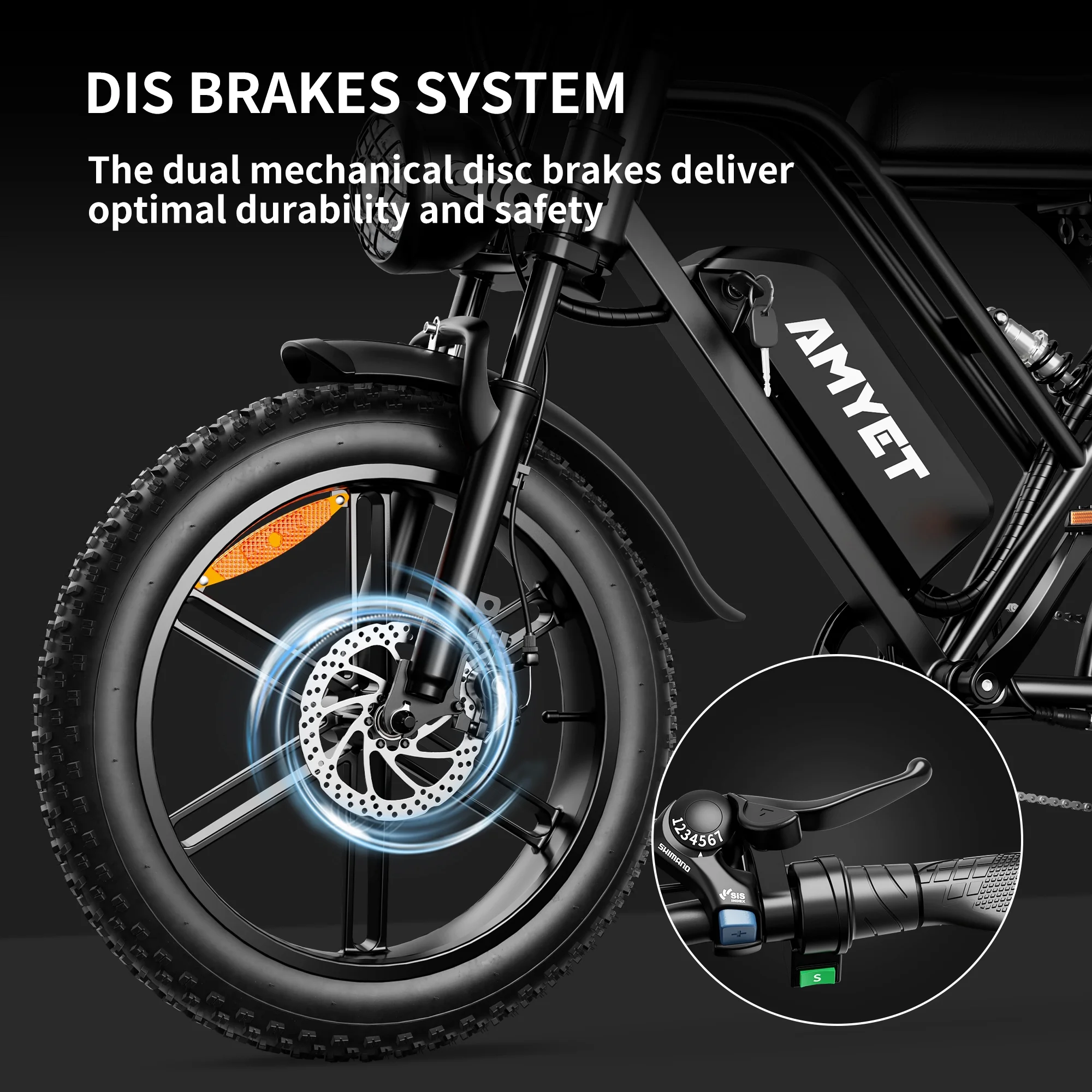 AMYET G60 Electric Bike for Adults,750W Ebike with 48V20Ah Removable Battery,20MPH &70 Miles 7 Speed Gears,20" Fat Tire Electric Bike,Dual Shock Absorber,Adults Electric Bicycle for Men