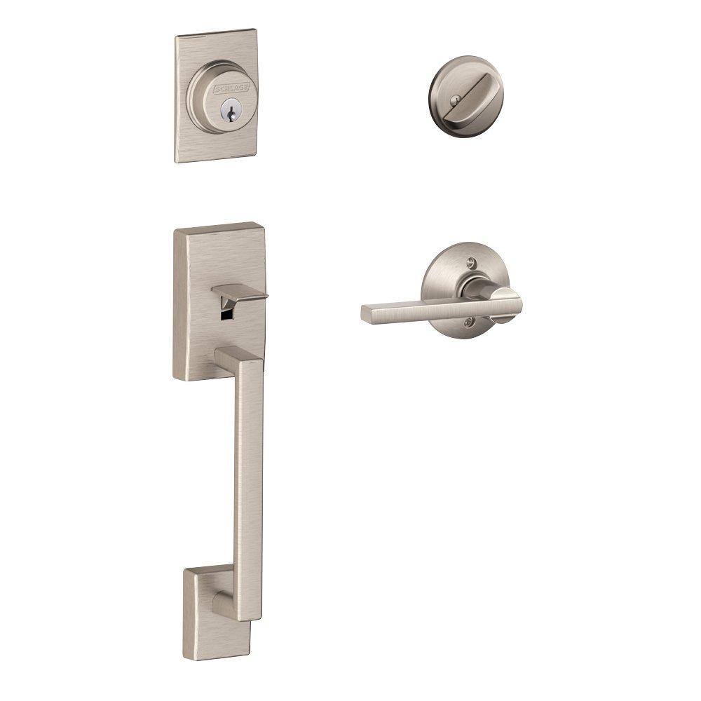 Schlage Latitude Satin Nickel Century Trim Single Cylinder Handleset Lever F60 V Cen 619 LAT