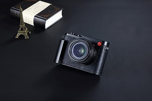 Camera Half Case for Leica Q3,SIUTATDSH Vintage Metal Genuine Leather Camera Protective Cases Stylish Portable Shockproof (BlackC)