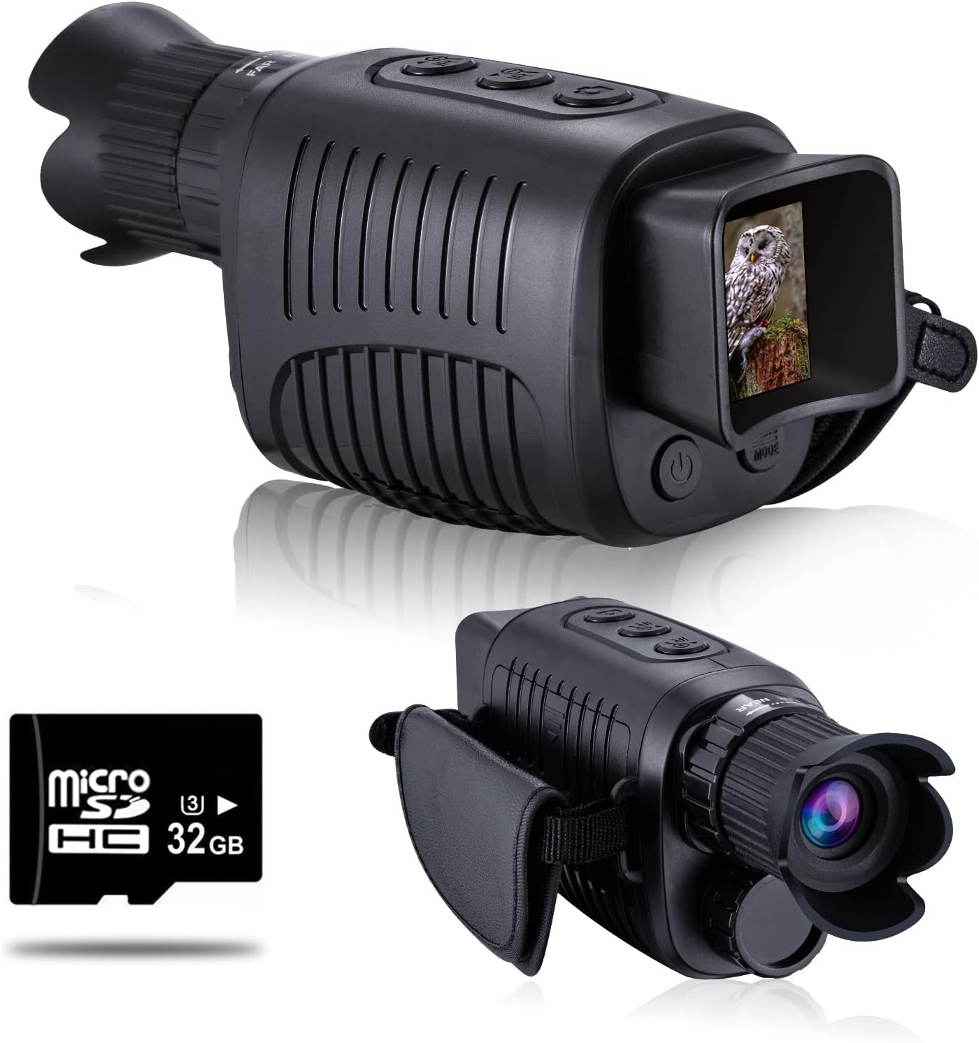 VABSCE Digital Night Vision Monocular for 100% Darkness, 1080p Full HD Video Long Distance Infrared Night Vision Goggles Binoculars for Hunting, Camping, Travel, Surveillance with 32 GB Micro SD Card