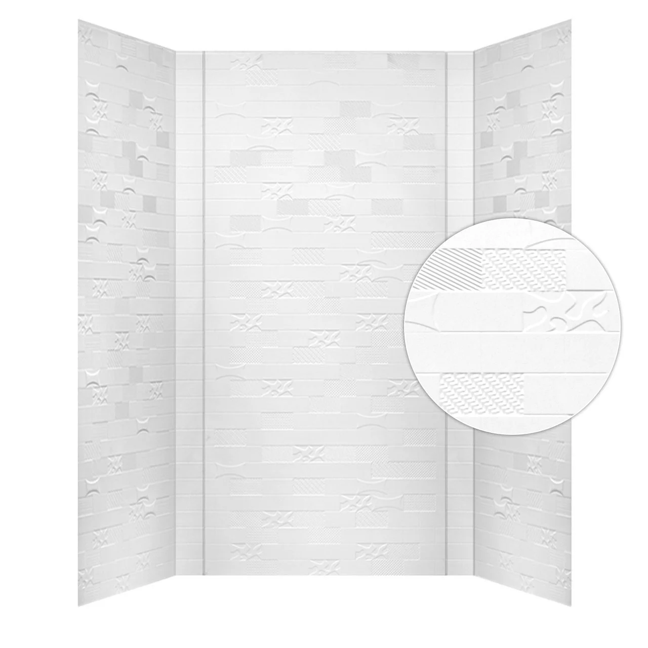 Versa Tile 60" L x 42" W x 96" H PVC Glue-up Tub and Shower Wall Panels Surround in Gloss White (96 Sq.ft) - 1 Piece