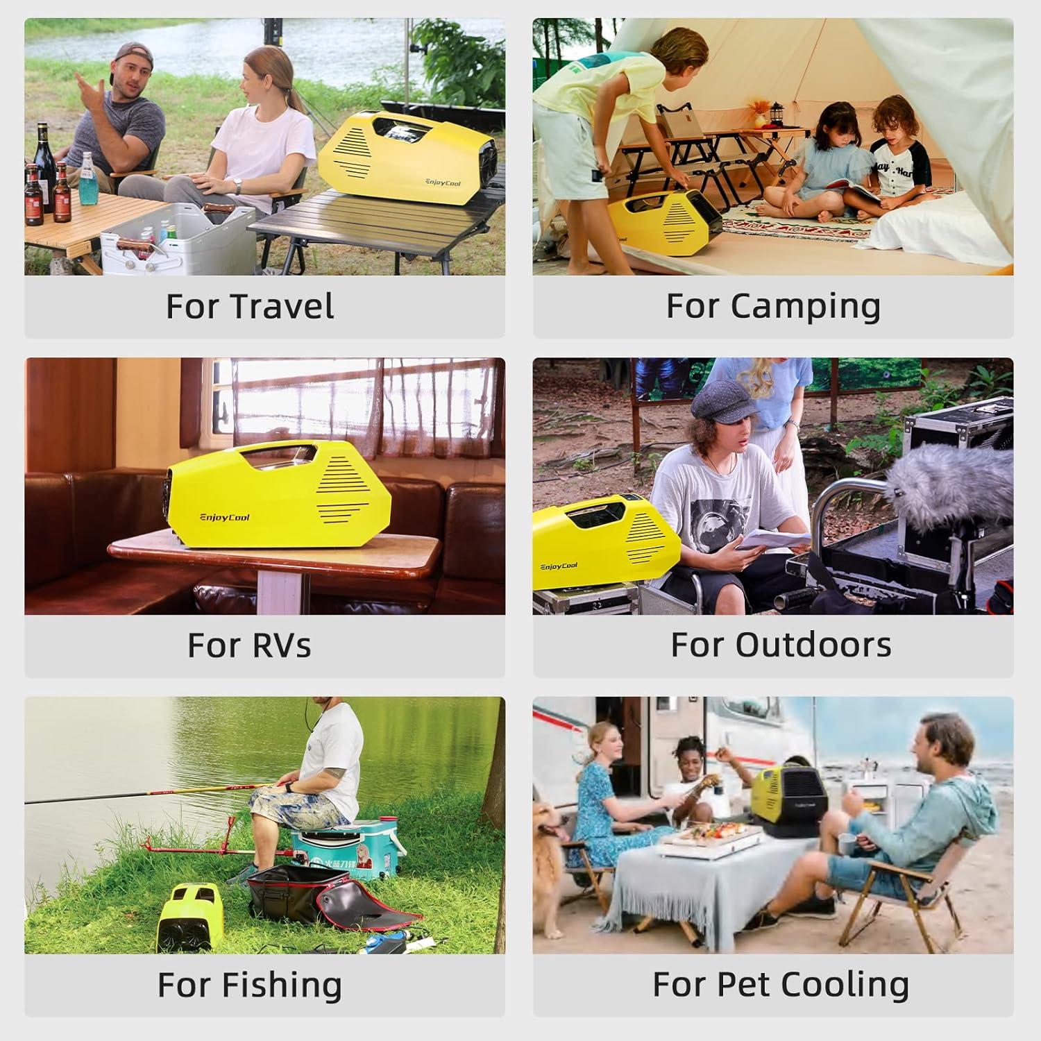 Portable Air Conditioner for Camping, EnjoyCool 2380BTU Camping Tent Air Conditioner, 240W Low Power Consumption AC Outdoor Air Conditioner, Portable AC for Camping Tent,RVs,and Travel (Link)