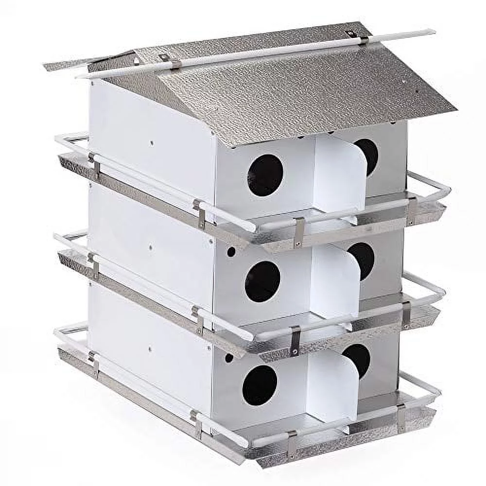 Birds Choice PMC12 Coates Purple Martin House 3 Floor/12 Room, Bird House, Medium, White/Grey - Curated Treasures Market