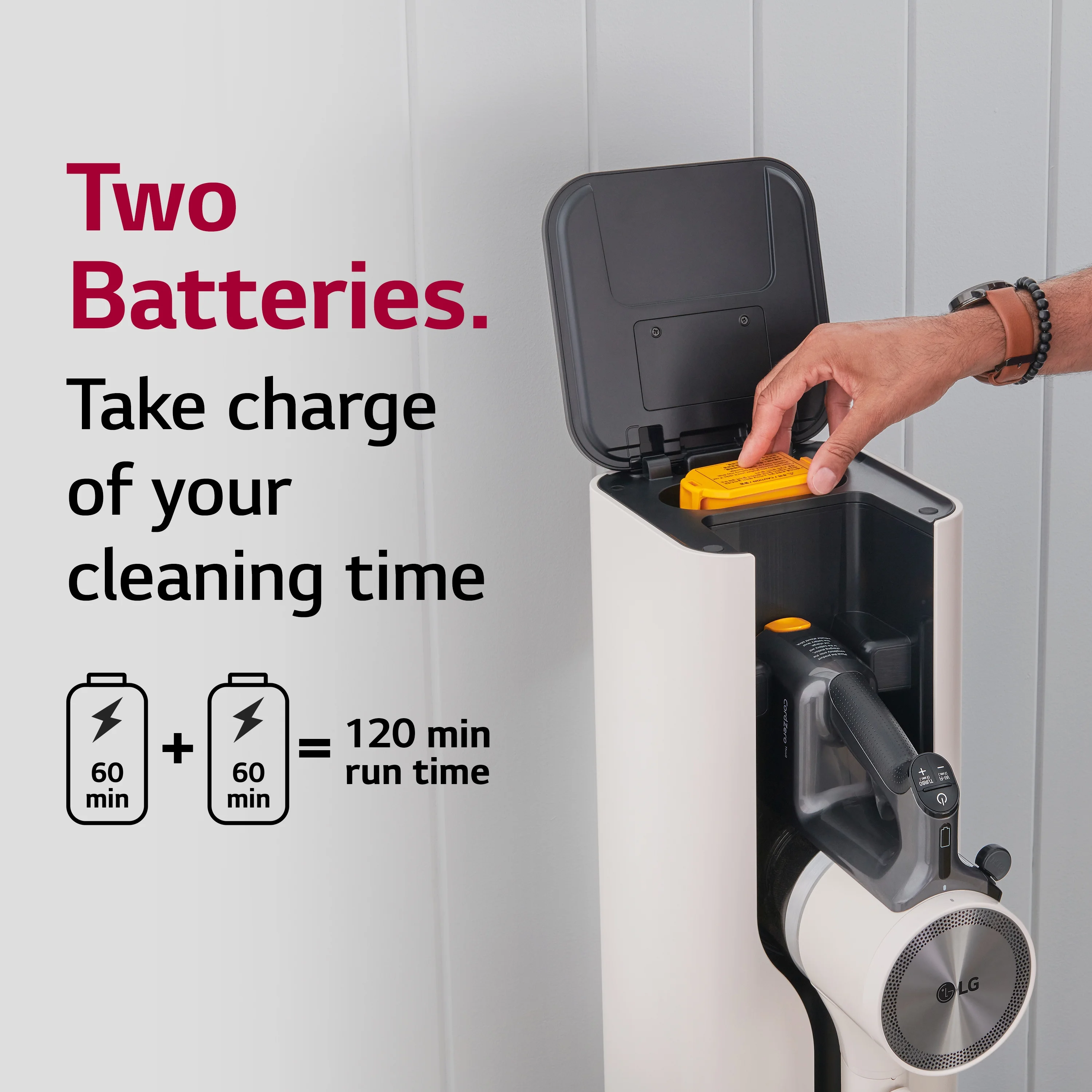 LG - A939KBGS CordZero All in One Auto Empty Cordless Stick Vacuum - Sand Beige