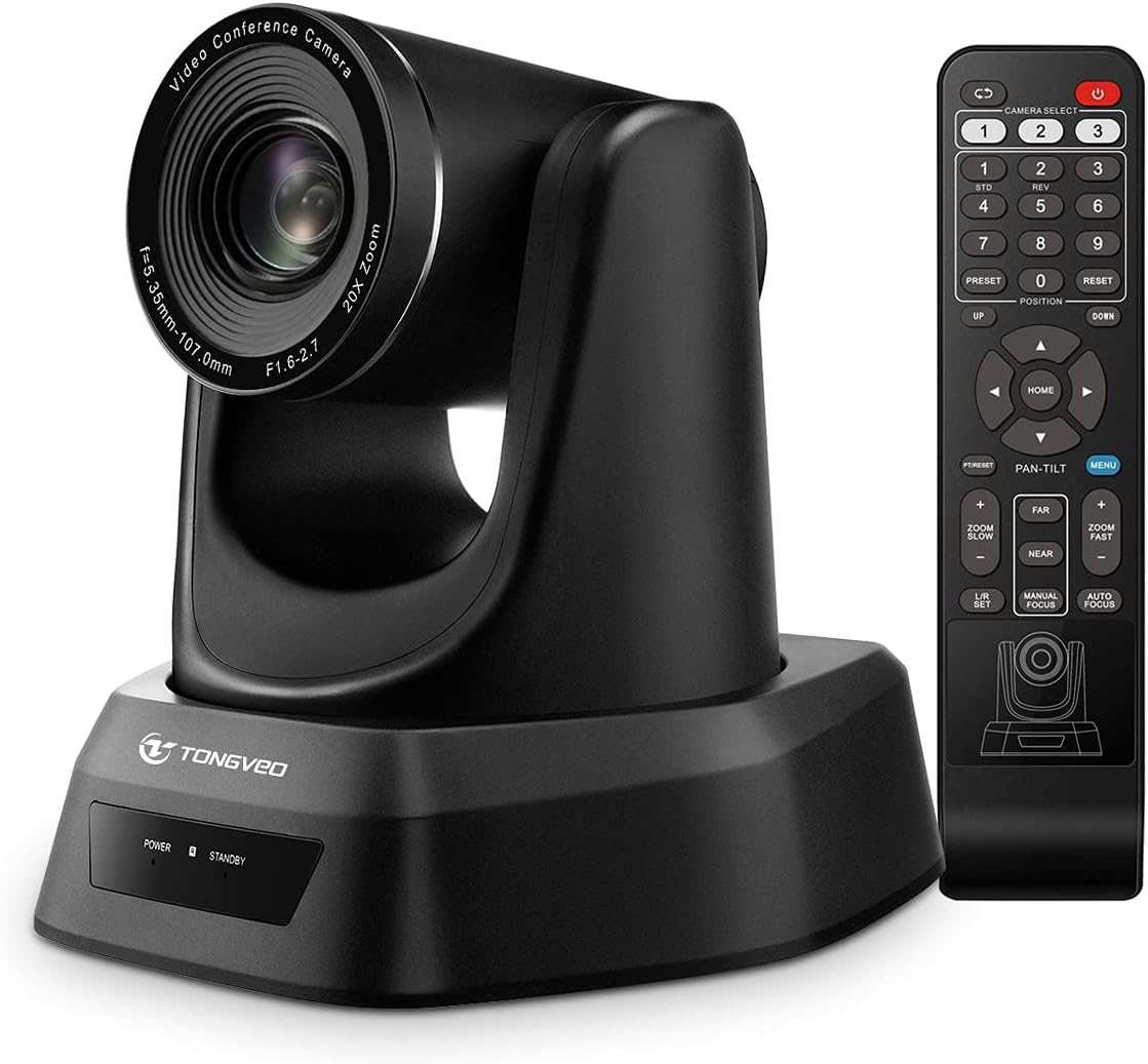 20X Optical Zoom USB PTZ Camera, TONGVEO 1080P Video Conference Camera for Business Meeting Church Broadcast Live Streaming Online Learn, Works with Zoom, Skype, OBS and More