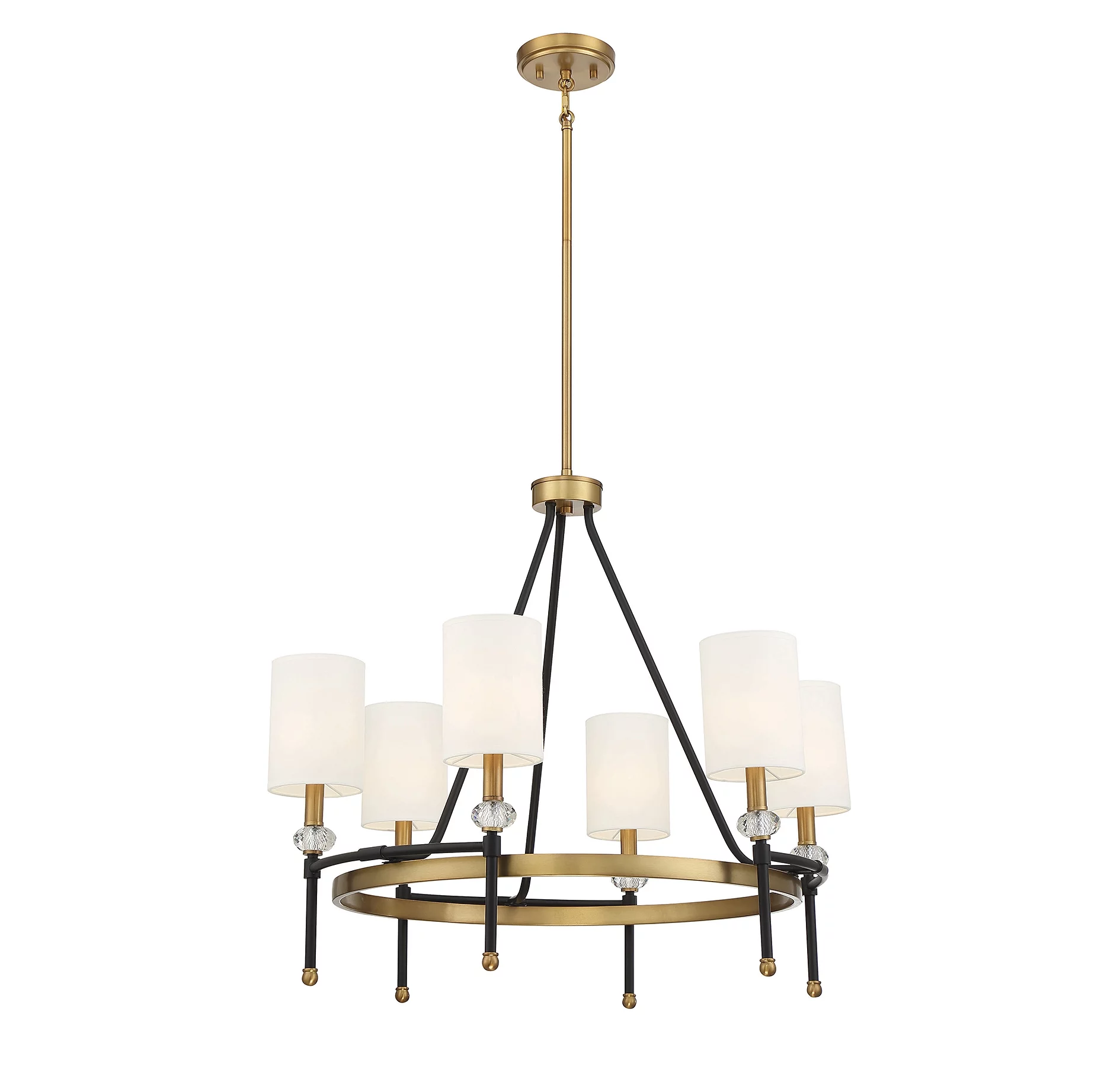 Savoy House 1-1893-6-143 Tivoli 6 Light Chandelier in Matte Black with Warm Brass Accents (28" W x 24"H)