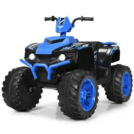 Gymax 12V Electric Kids Ride on Car ATV 4-Wheeler Quad w/ Music LED Light, Blue